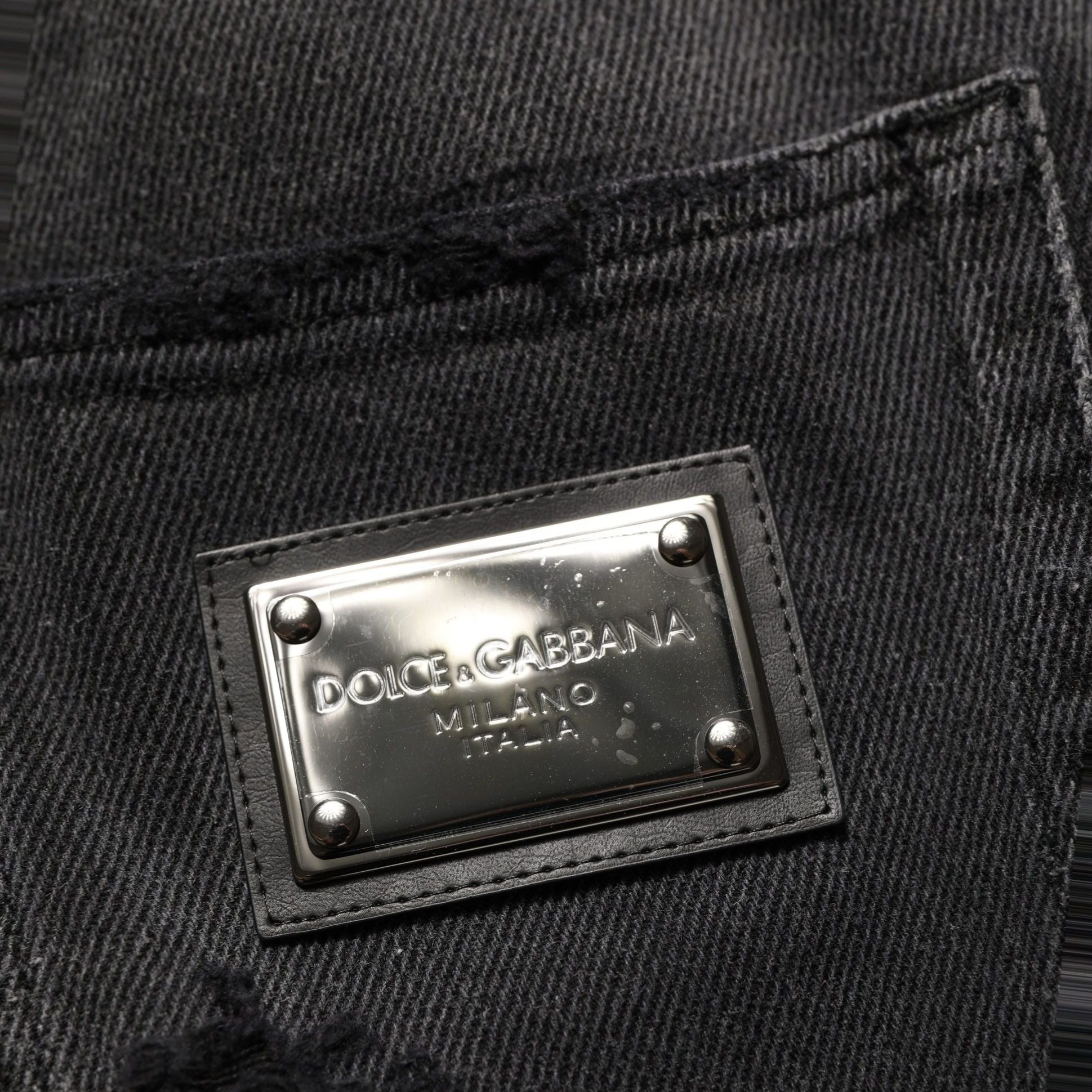 Dolce & Gabbana Dark Gray Distressed Oversize Men Denim Jeans