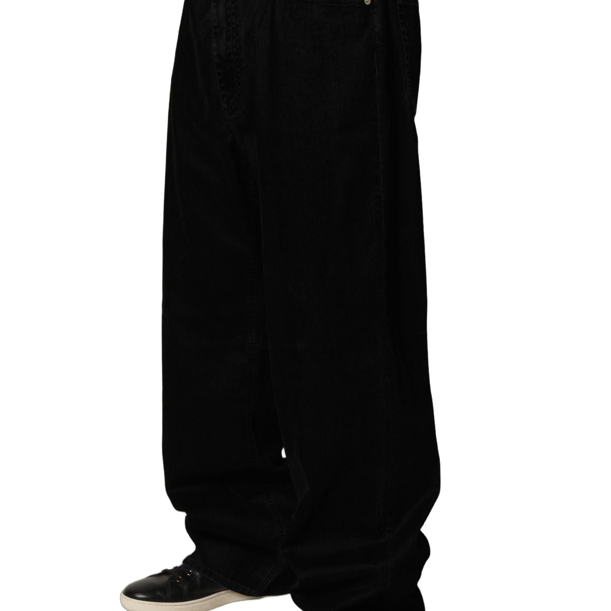 Dolce & Gabbana Black Cotton Relaxed Wide Leg Men Denim Jeans