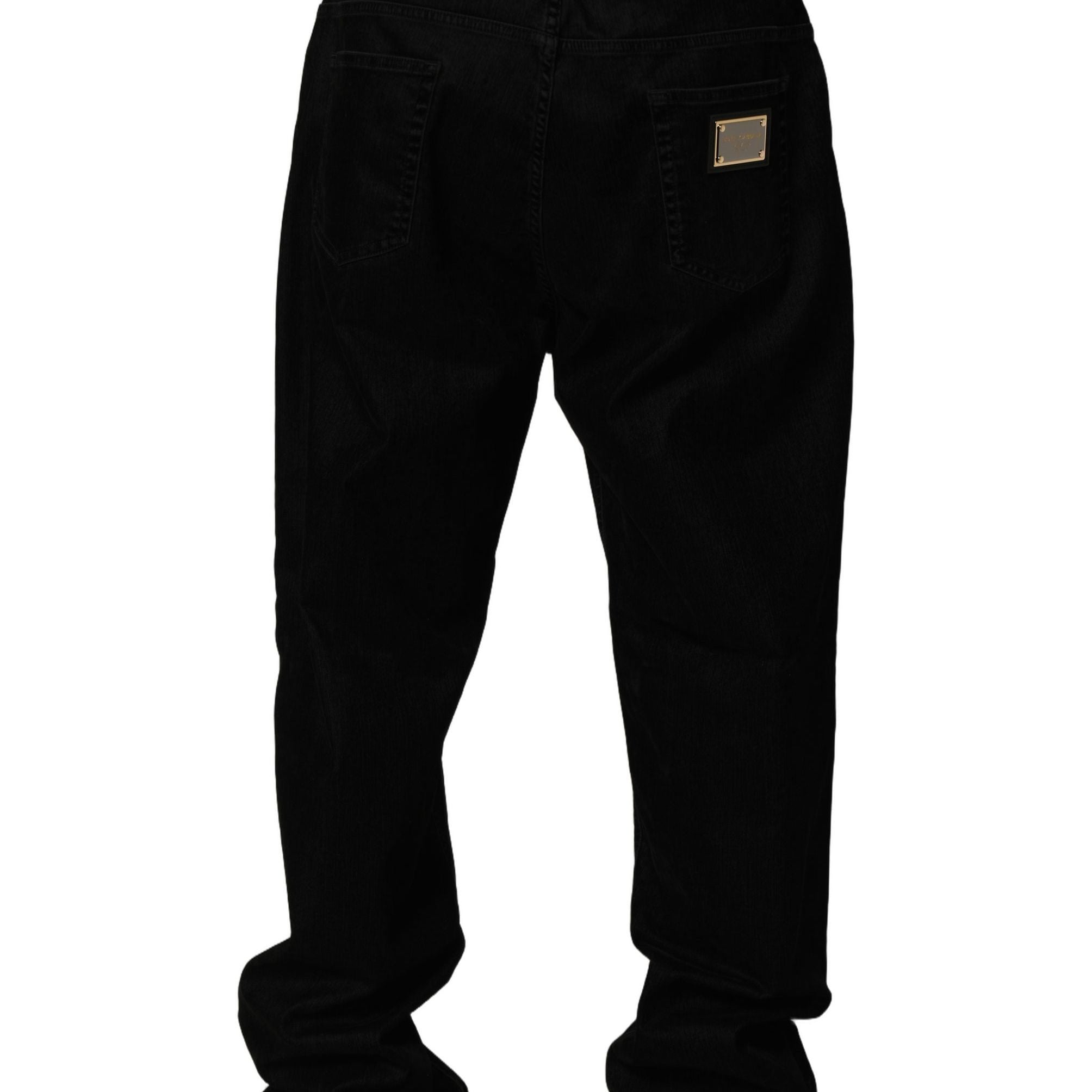 Dolce & Gabbana Black Cotton Relaxed Wide Leg Men Denim Jeans