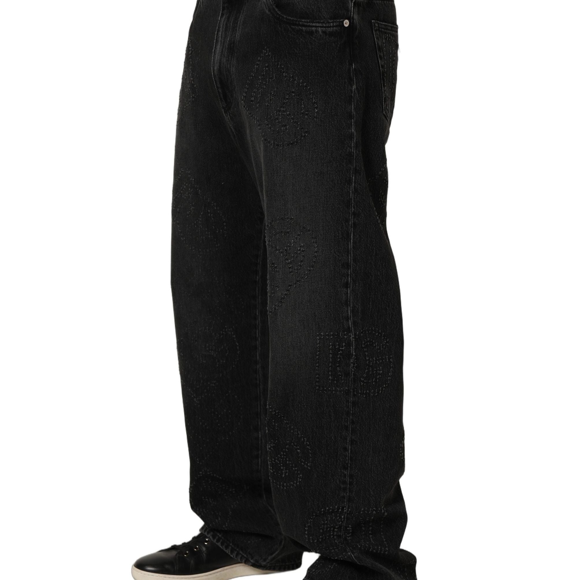 Dolce & Gabbana Dark Gray Cotton WideLeg Oversize Denim Jeans