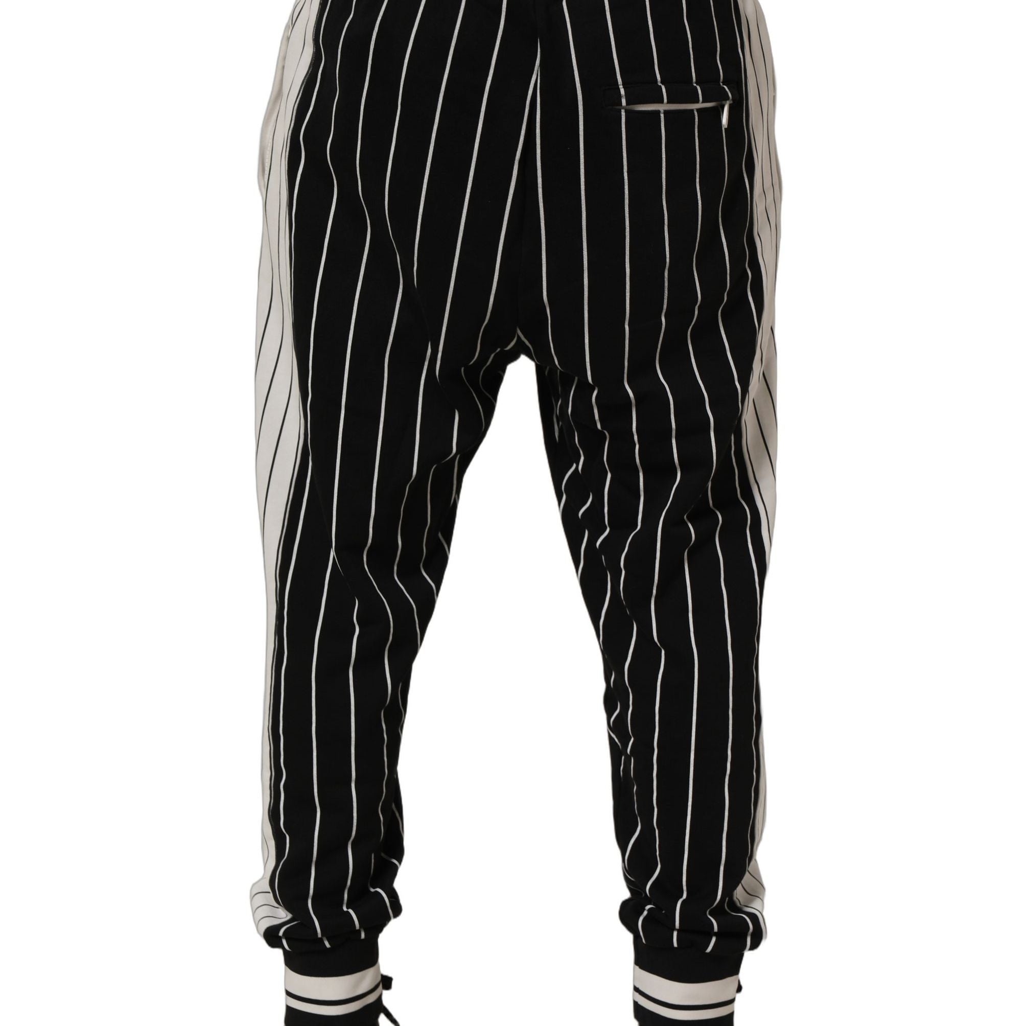 Dolce & Gabbana Black Striped DG Patch Men Sweatpants Pants