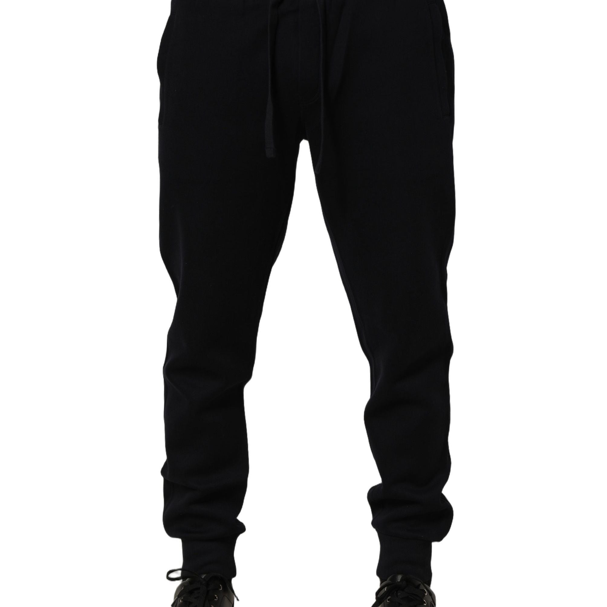 Dolce & Gabbana Blue Cotton Drawstring Jogger Trouser Pants