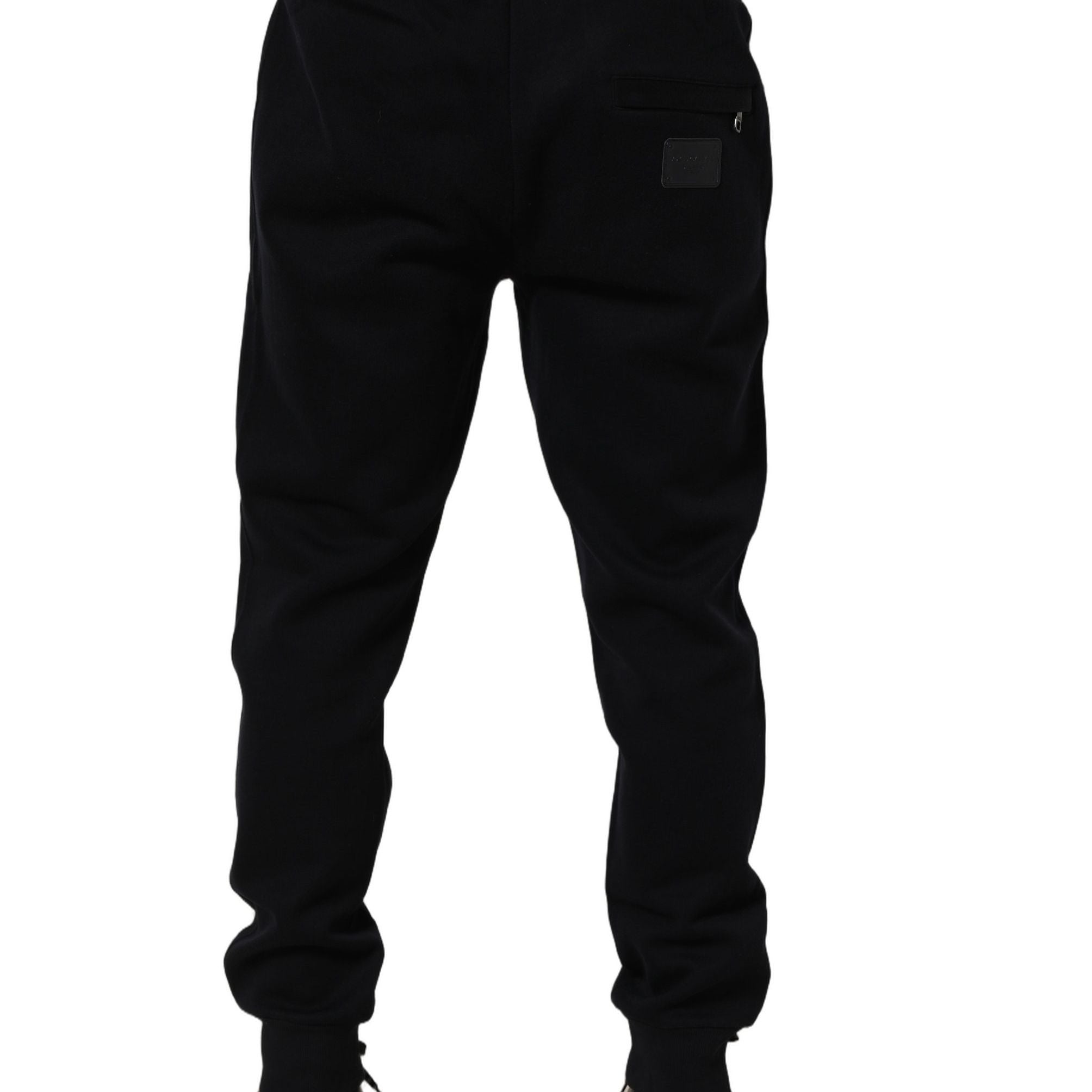 Dolce & Gabbana Blue Cotton Drawstring Jogger Trouser Pants