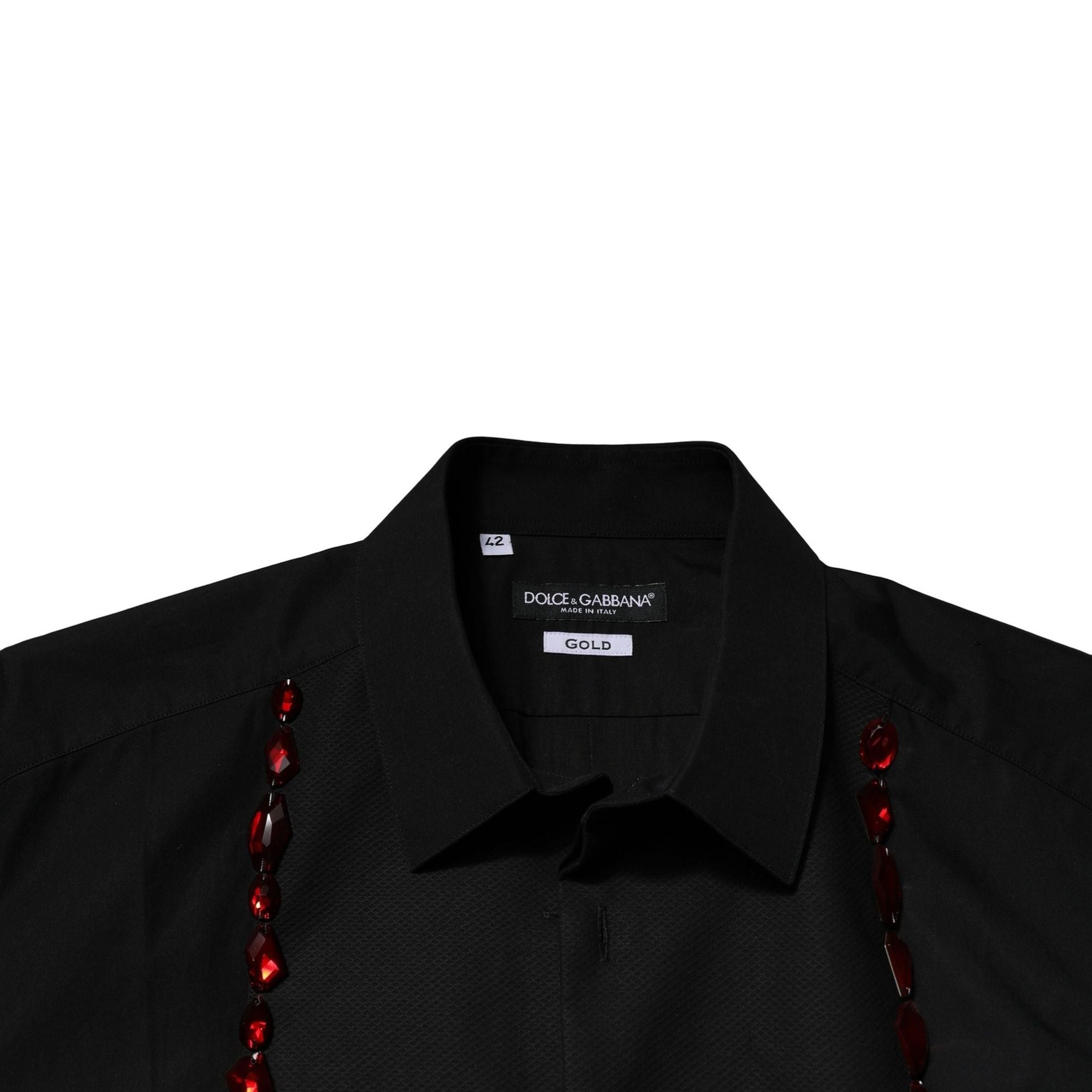 Dolce & Gabbana Black Crystal Embellished GOLD Dress Shirt