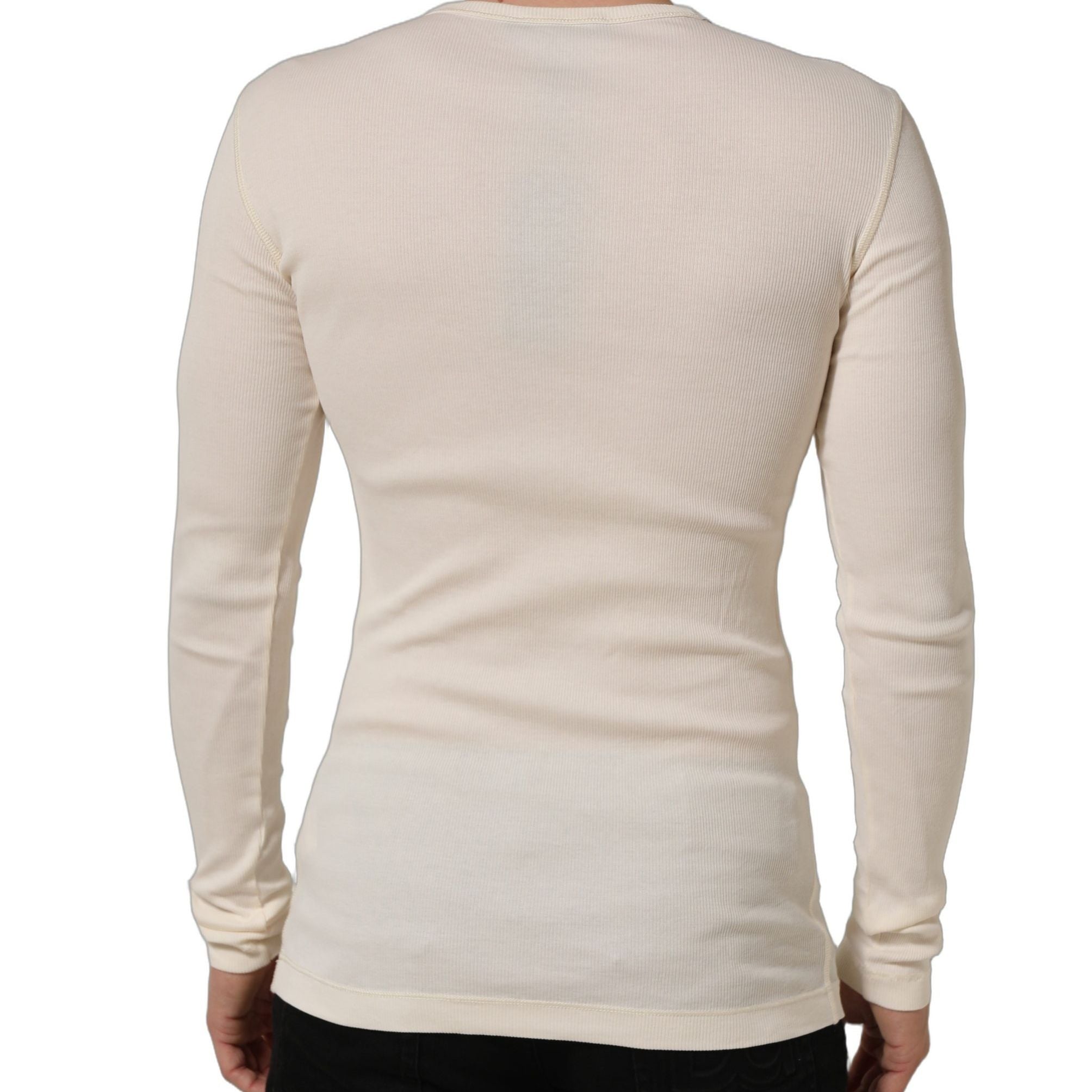 Dolce & Gabbana Off White Cotton Henley Long Sleeves T-shirt