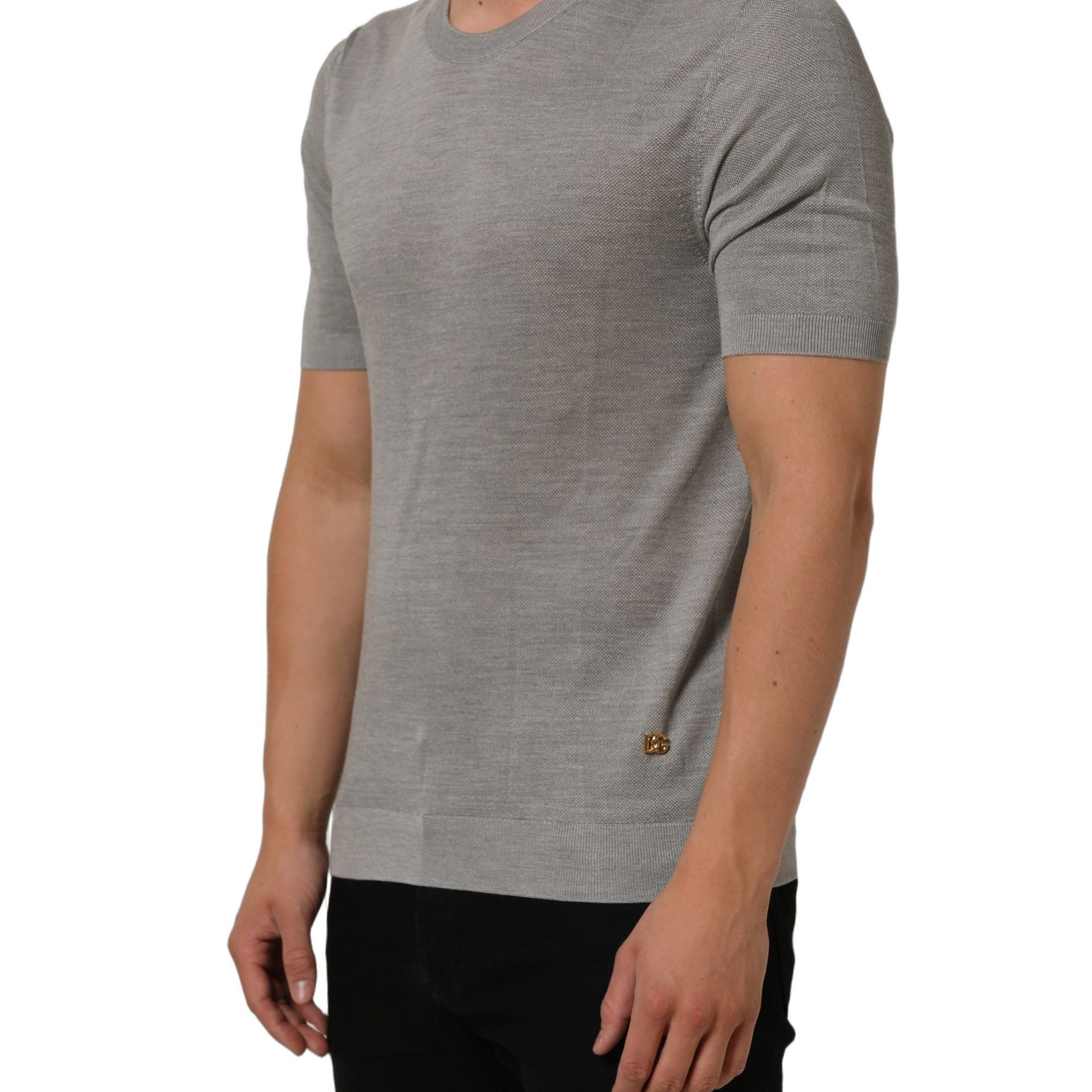 Dolce & Gabbana Gray Silk Crew Neck Short Sleeves T-shirt