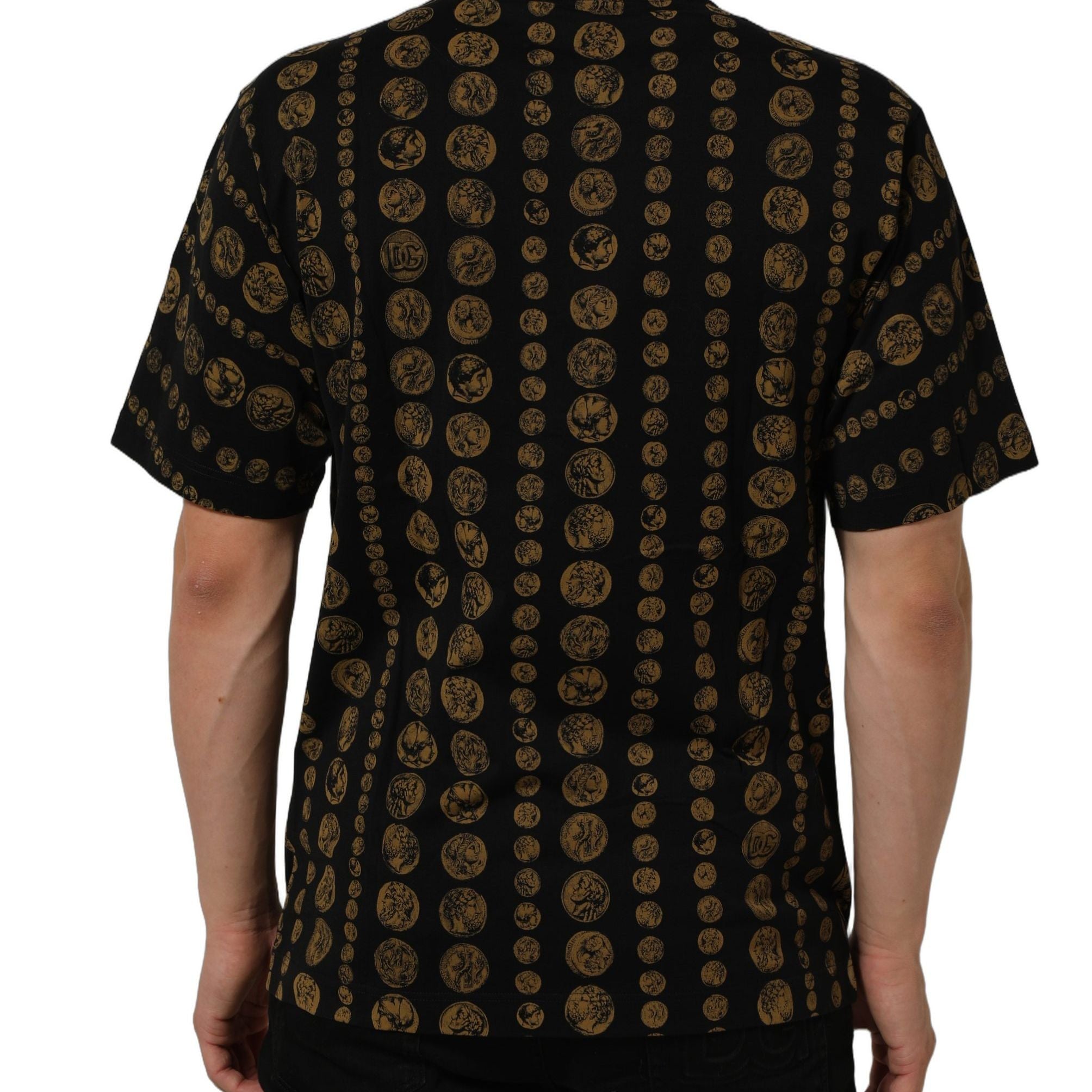 Dolce & Gabbana Black All Over Coin Print Cotton Men T-shirt
