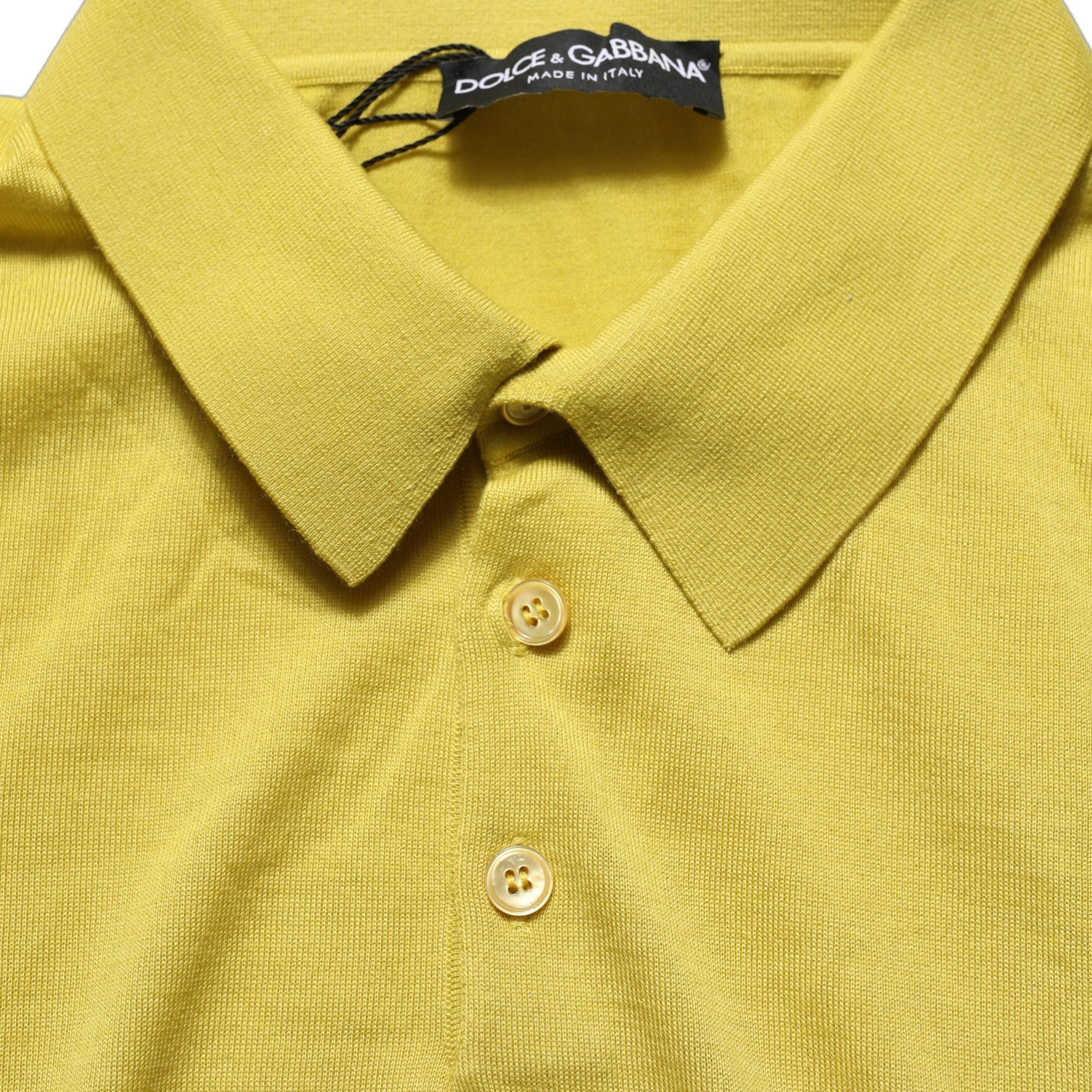 Dolce & Gabbana Yellow Cashmere Short Sleeves Polo T-shirt