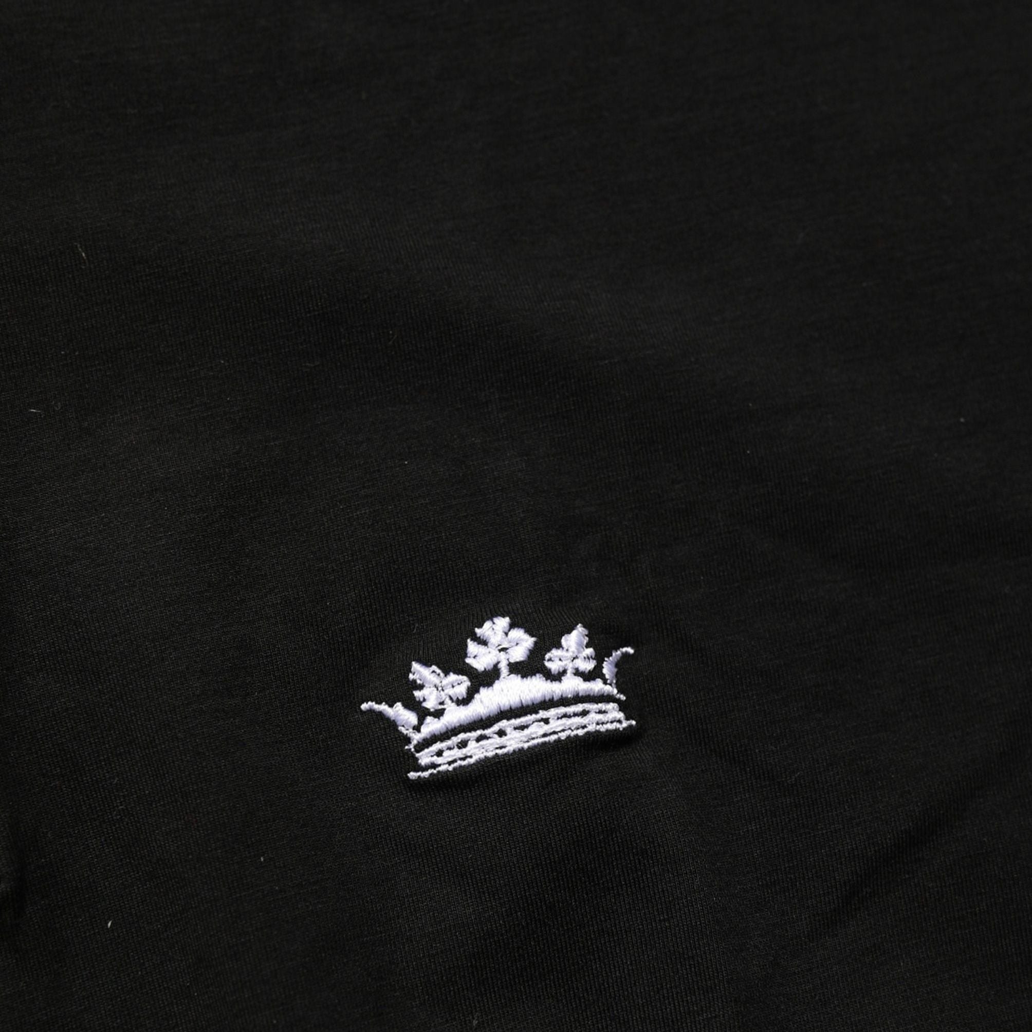 Dolce & Gabbana Black Crown Short Sleeved Henley Men T-shirt