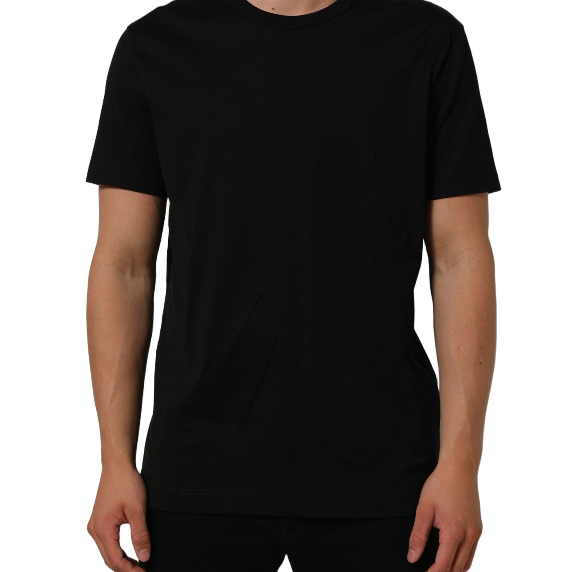 Dolce & Gabbana Black Cotton Crew Neck Short Sleeve T-shirt