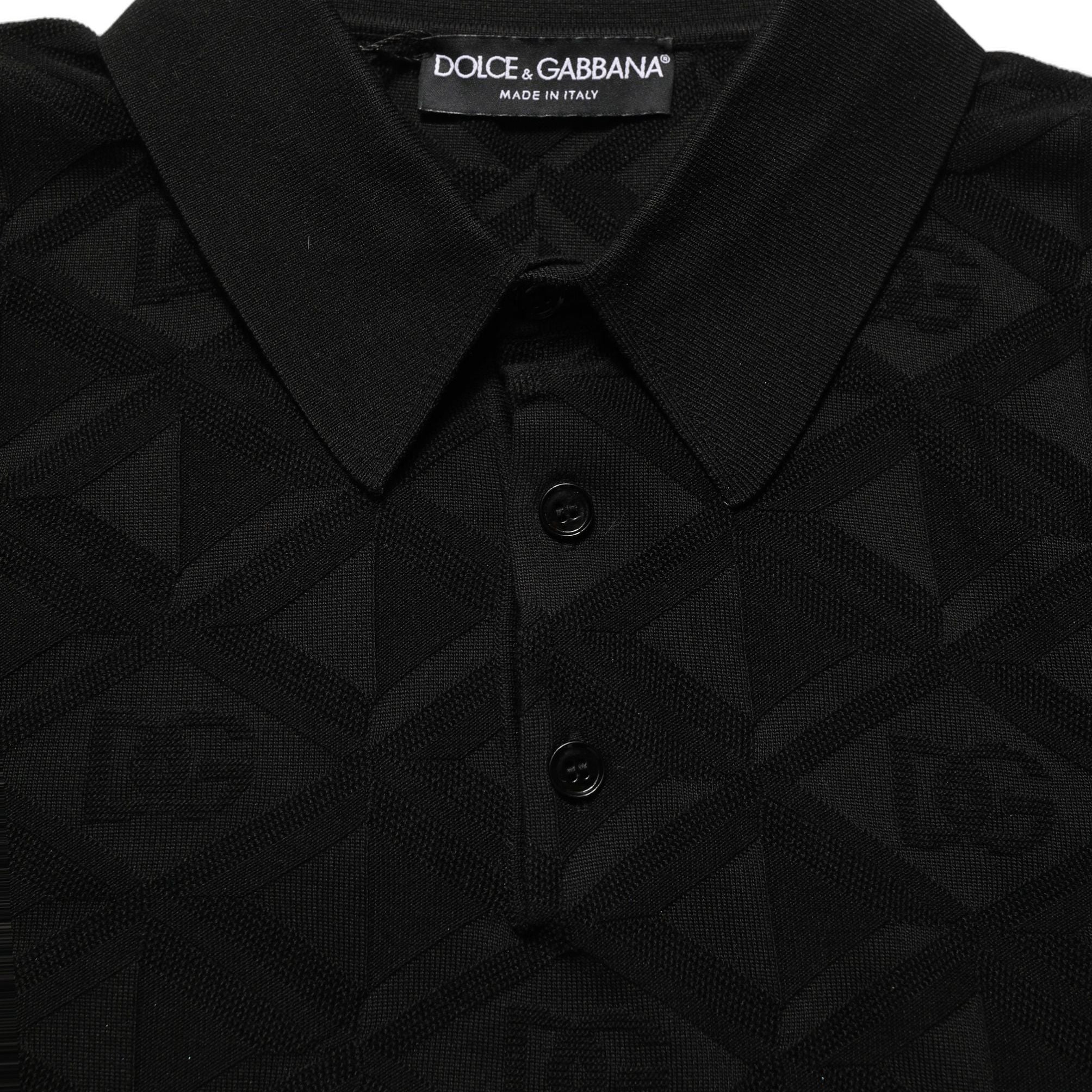 Dolce & Gabbana Black Silk Short Sleeve Knit Polo T-shirt