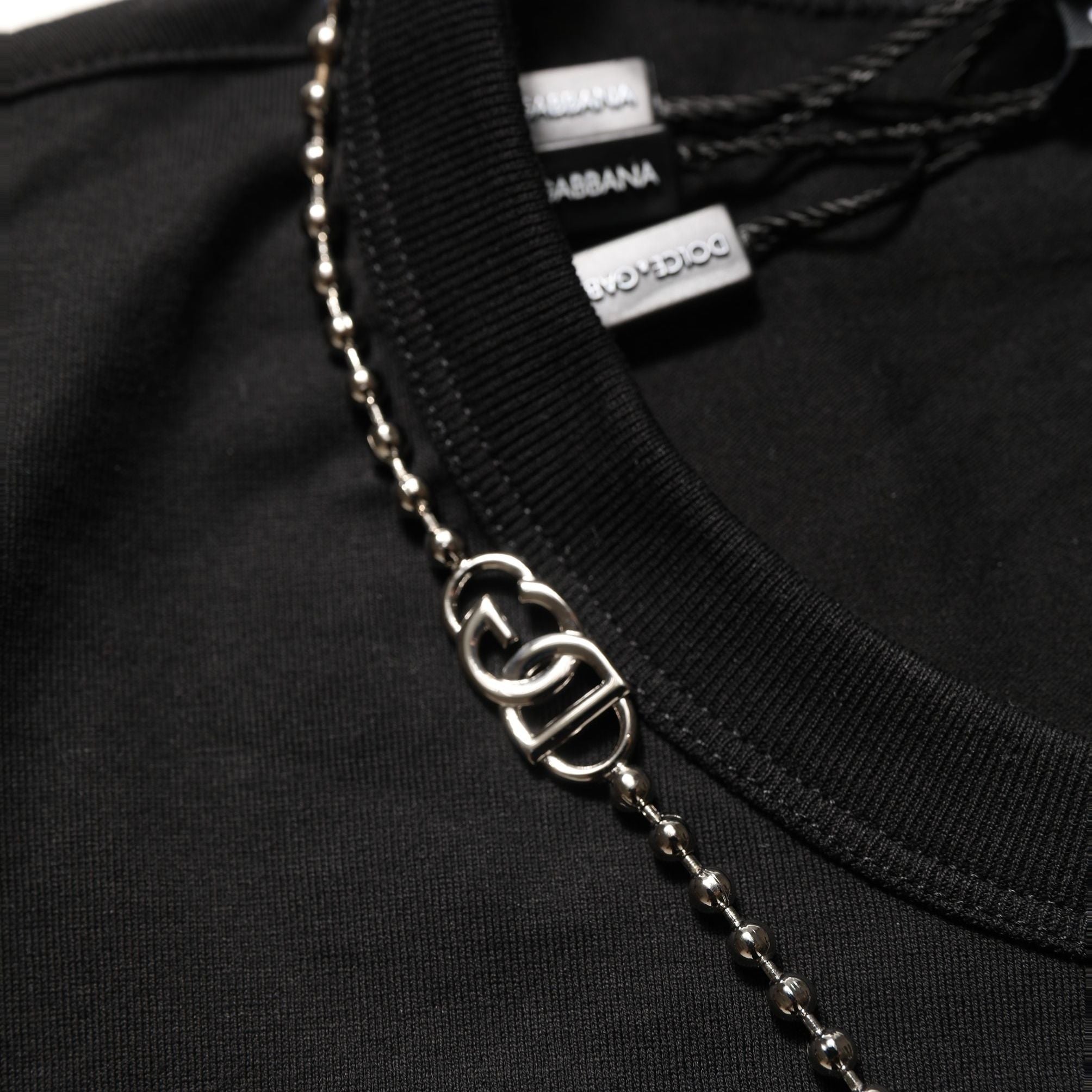Dolce & Gabbana Black Dog Tag Short Sleeve CrewNeck T-shirt