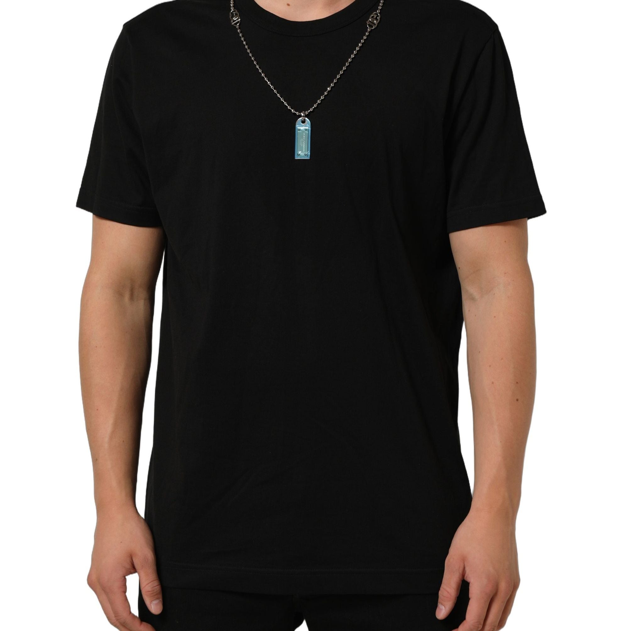 Dolce & Gabbana Black Dog Tag Short Sleeve CrewNeck T-shirt