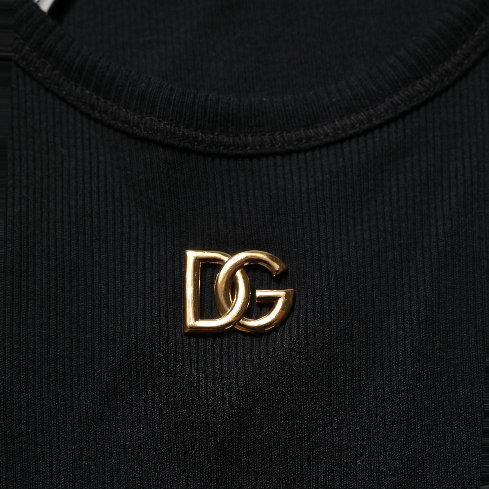 Dolce & Gabbana Black DG Logo Cotton Ribbed Tank Top T-shirt