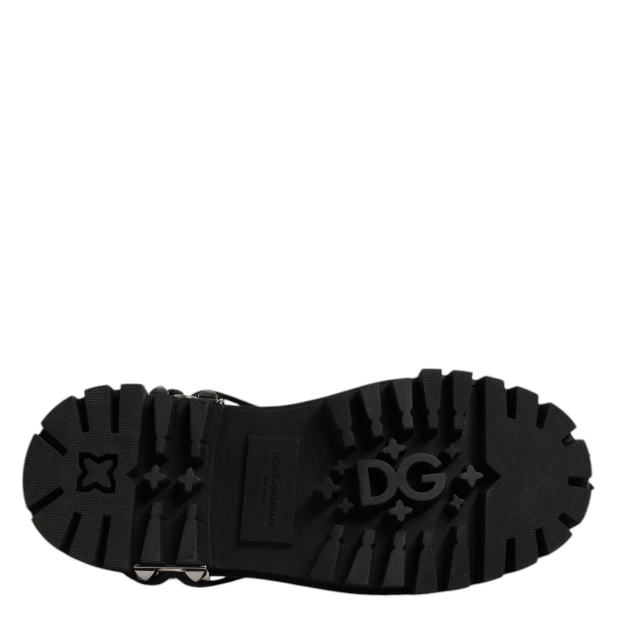 Dolce & Gabbana Black Studded Leather Hi-Trekking Derby Men Shoes