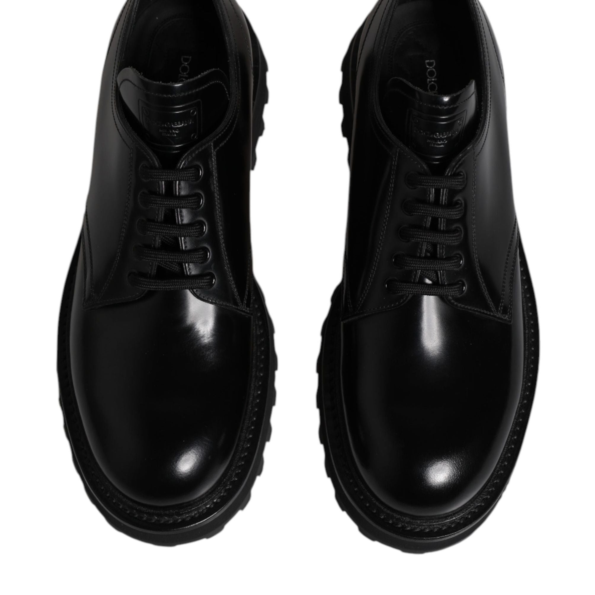 Dolce & Gabbana Black Calf Leather Hi-Trekking Derby Shoes