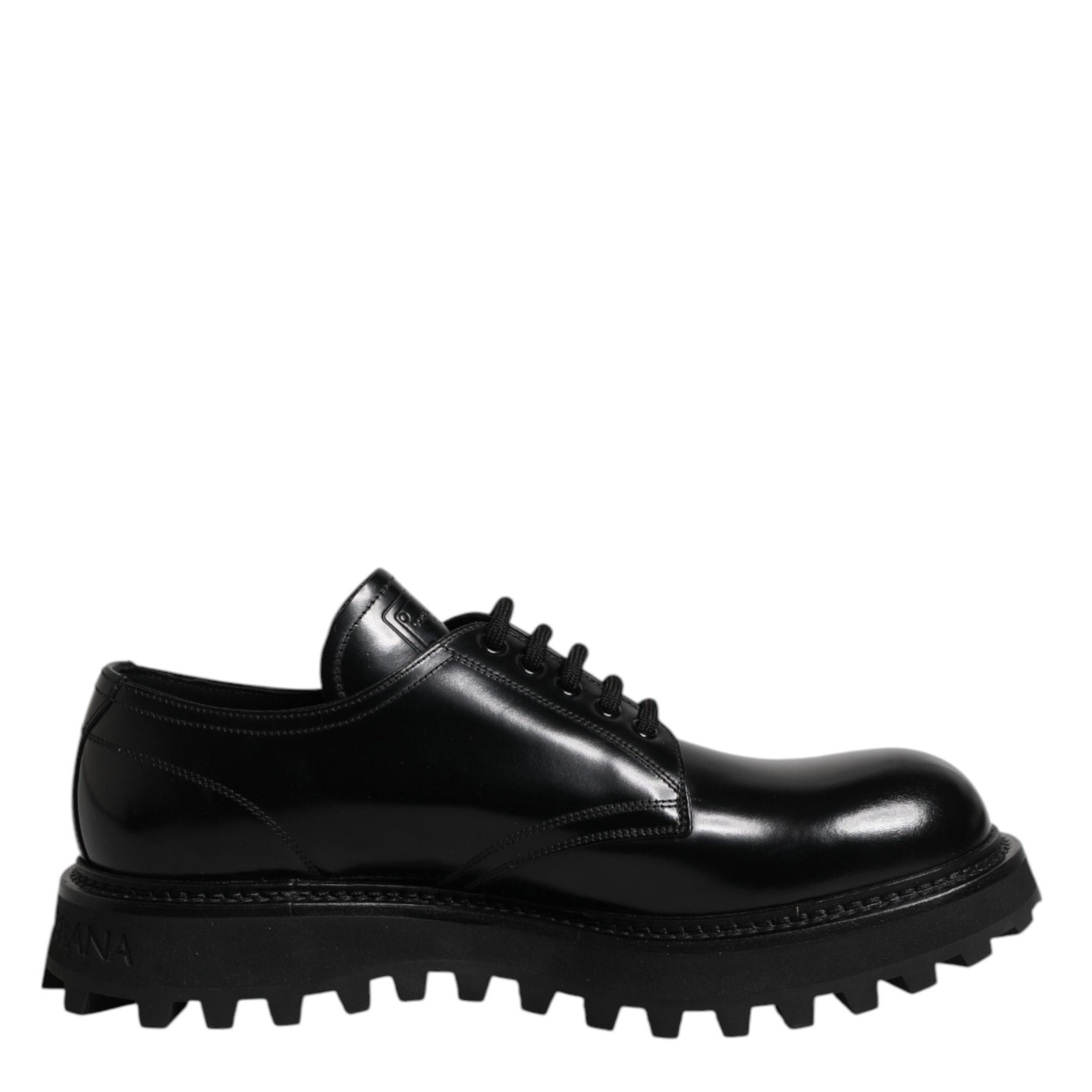 Dolce & Gabbana Black Calf Leather Hi-Trekking Derby Shoes