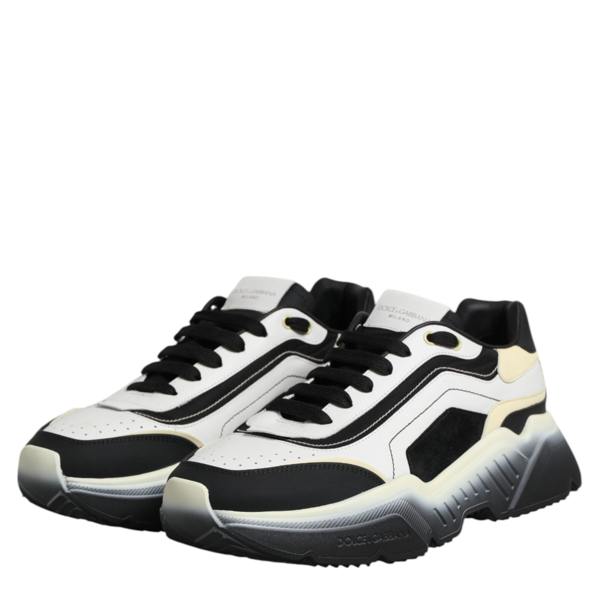Dolce & Gabbana White Black Daymaster Two Tone Sneaker Shoes