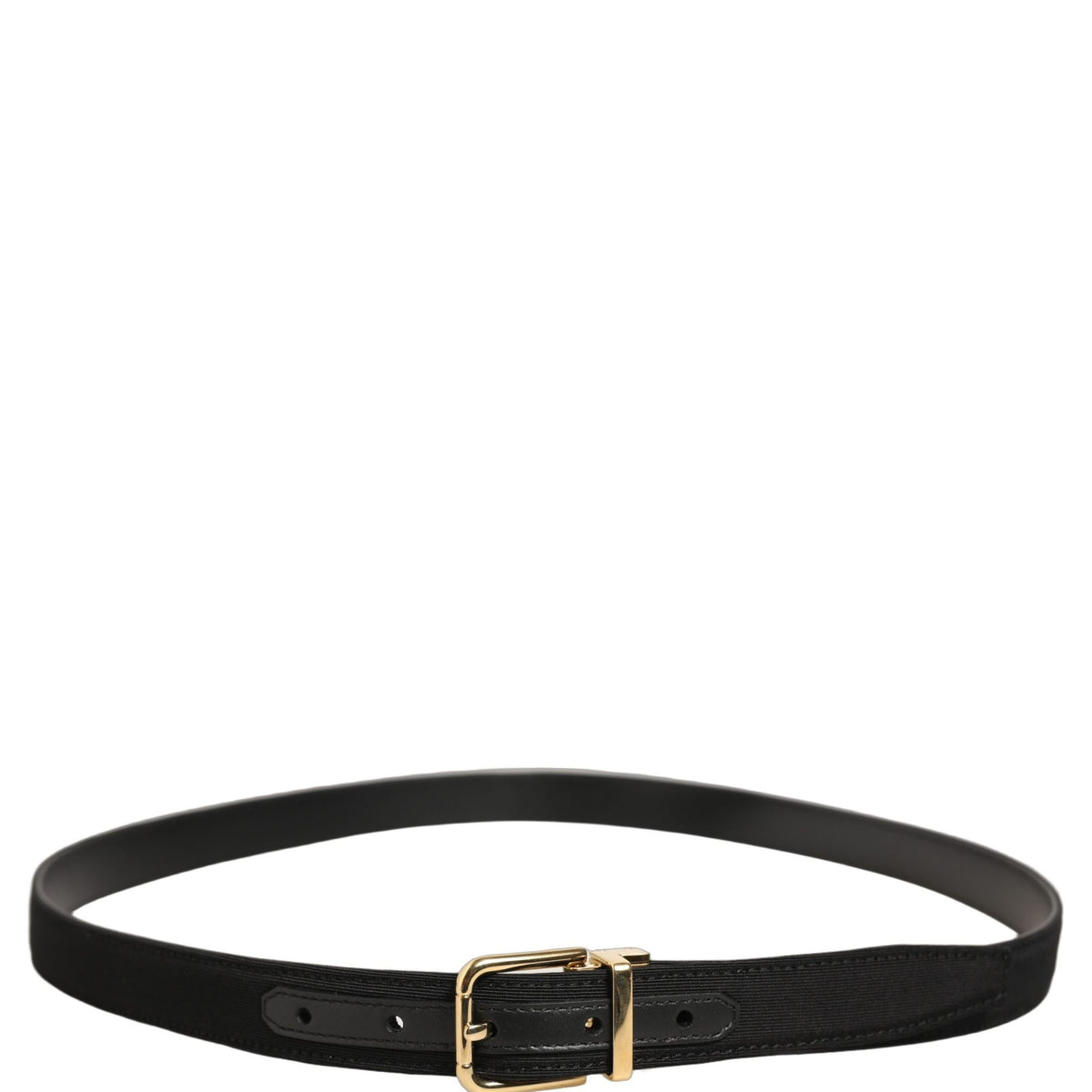 Dolce & Gabbana Black Canvas Leather Gold Metal Buckle Belt