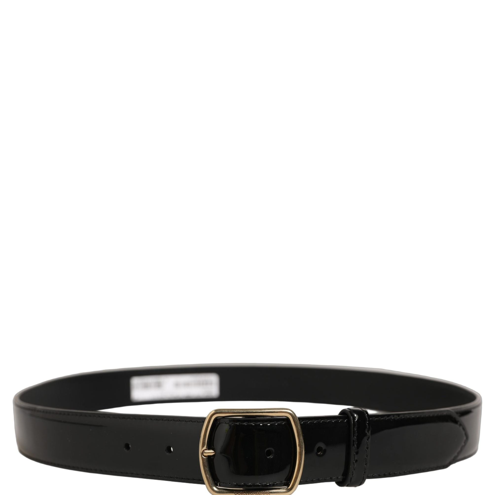 Dolce & Gabbana Black Patent Leather Gold Metal Buckle Belt