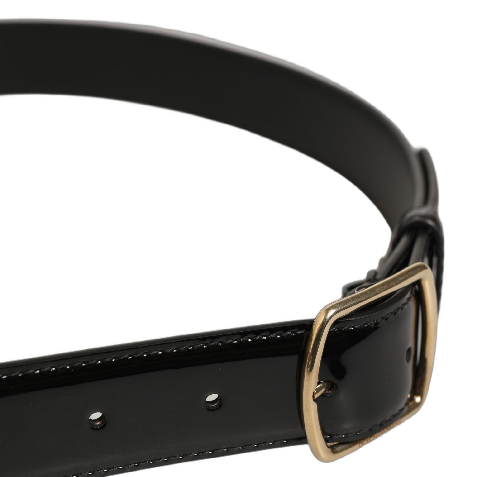 Dolce & Gabbana Black Patent Leather Gold Metal Buckle Belt