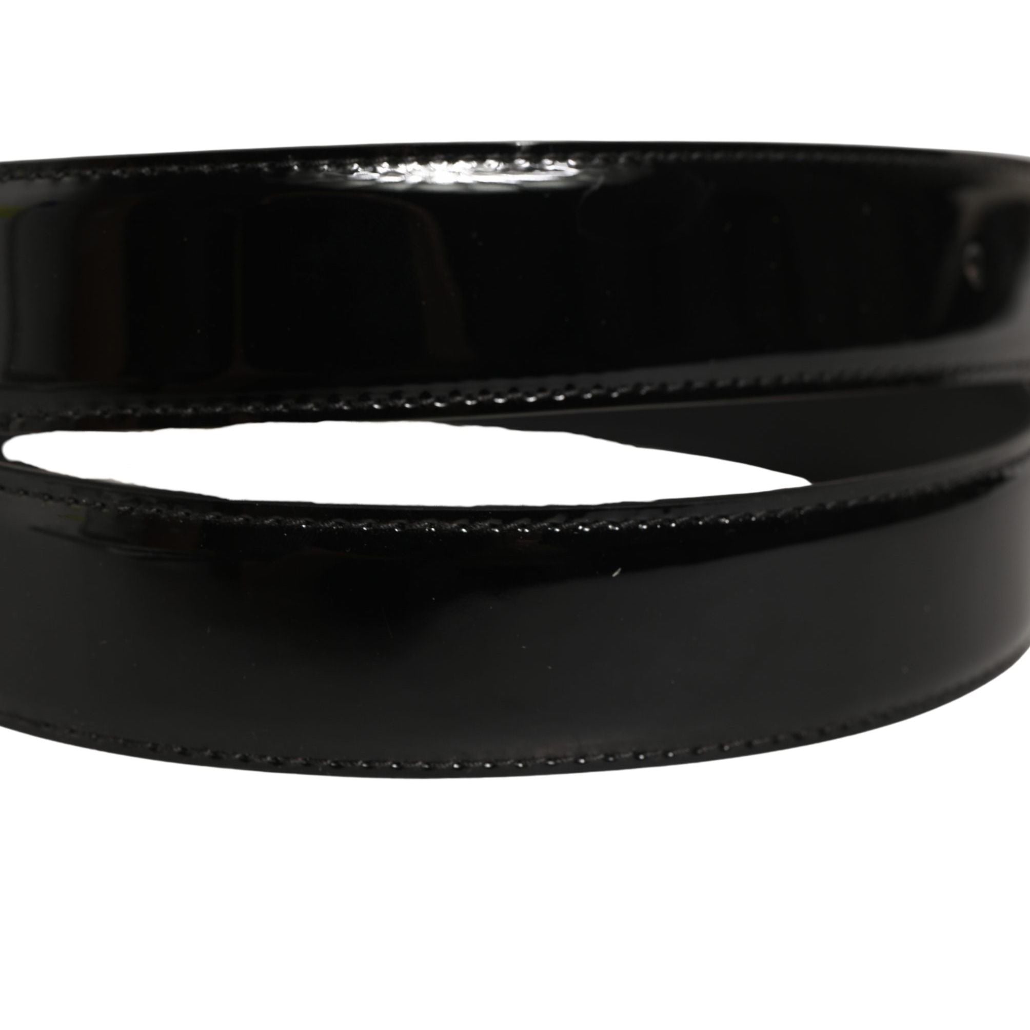Dolce & Gabbana Black Patent Leather Gold Metal Buckle Belt