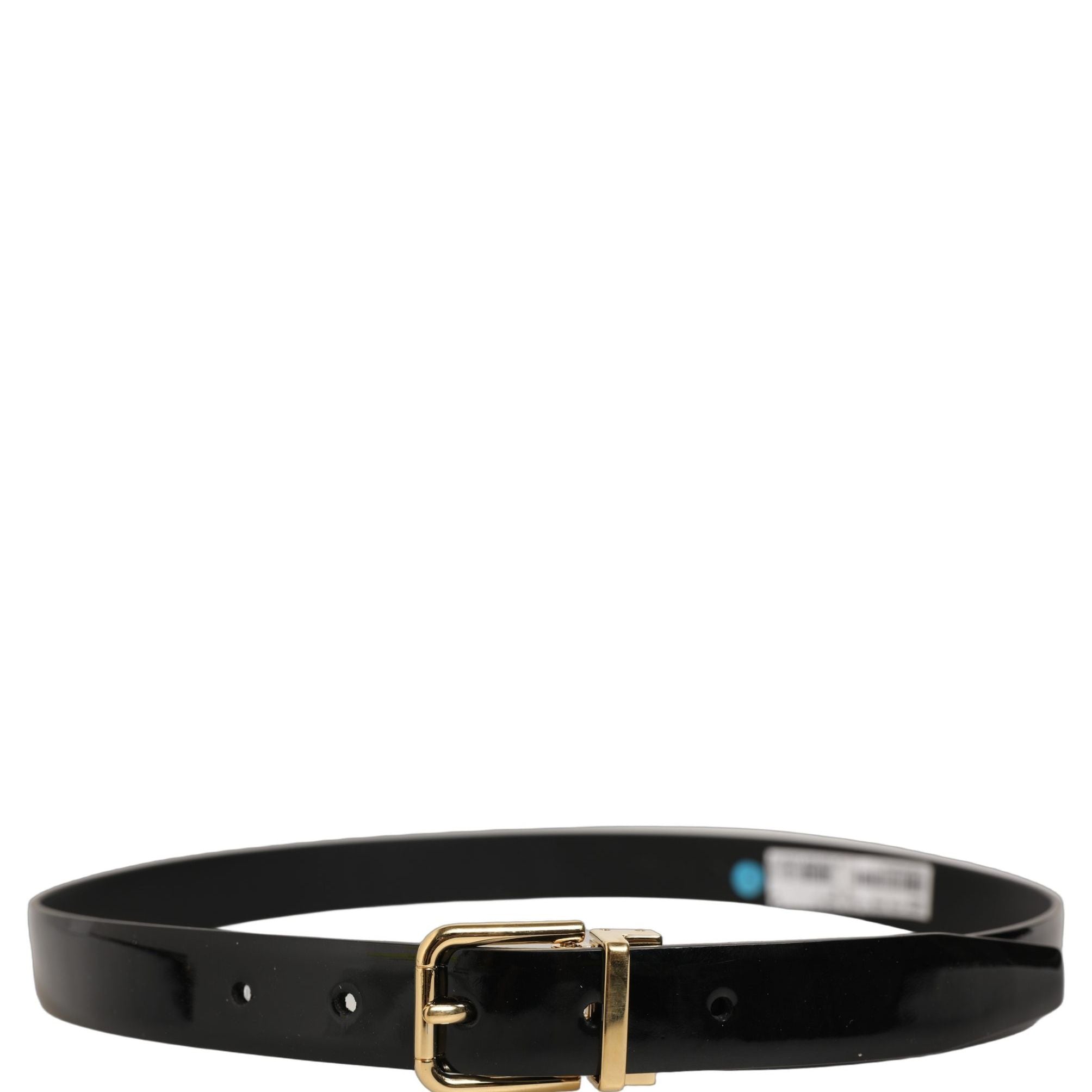 Dolce & Gabbana Black Classic Leather Gold Tone Buckle Belt
