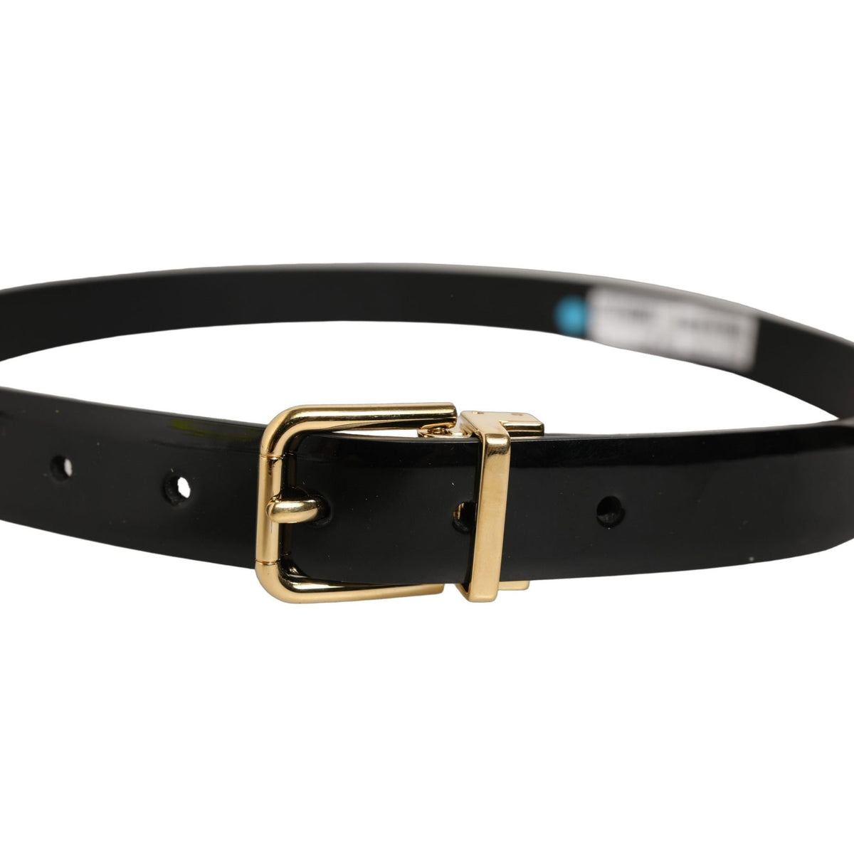 Dolce & Gabbana Black Classic Leather Gold Tone Buckle Belt