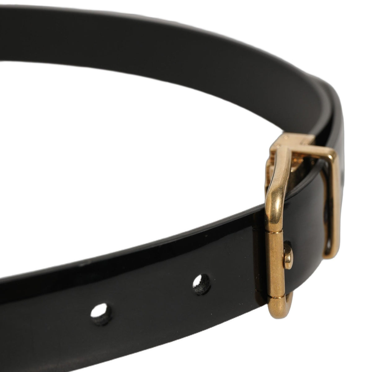 Dolce & Gabbana Black Classic Leather Gold Tone Buckle Belt