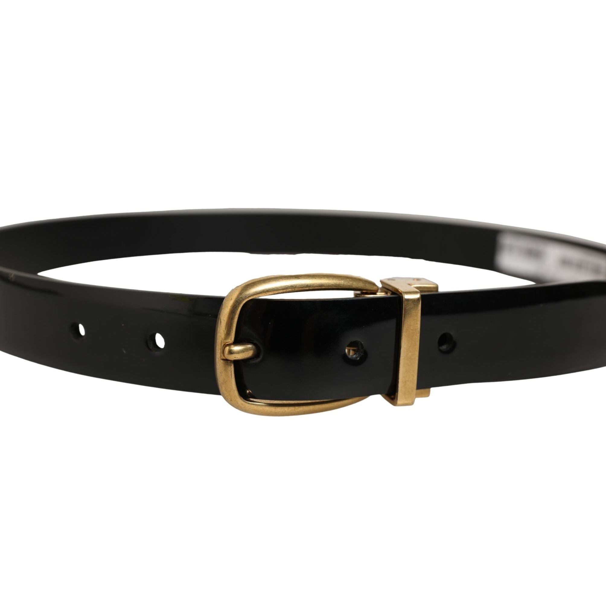 Dolce & Gabbana Black Classic Leather Gold Tone Buckle Belt