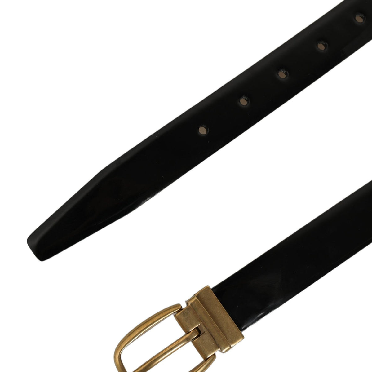 Dolce & Gabbana Black Classic Leather Gold Tone Buckle Belt