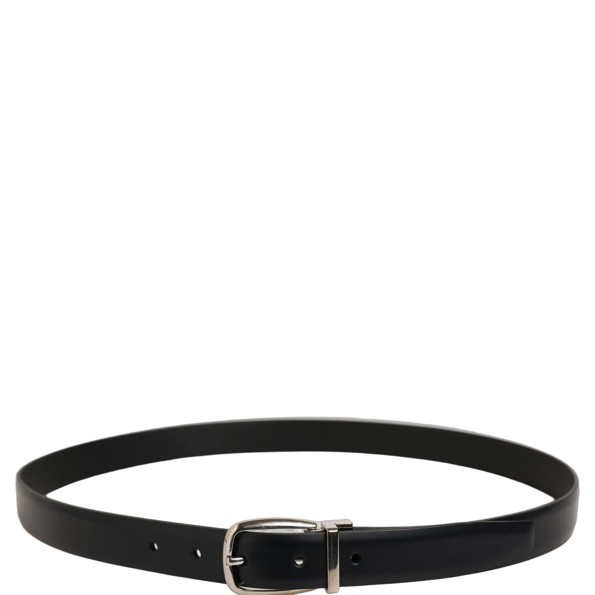 Dolce & Gabbana Blue Calf Leather Silver Metal Buckle Belt