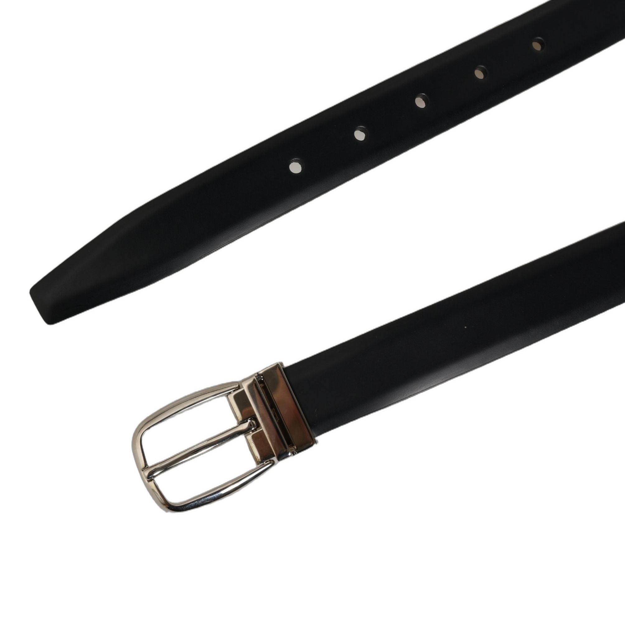 Dolce & Gabbana Blue Calf Leather Silver Metal Buckle Belt