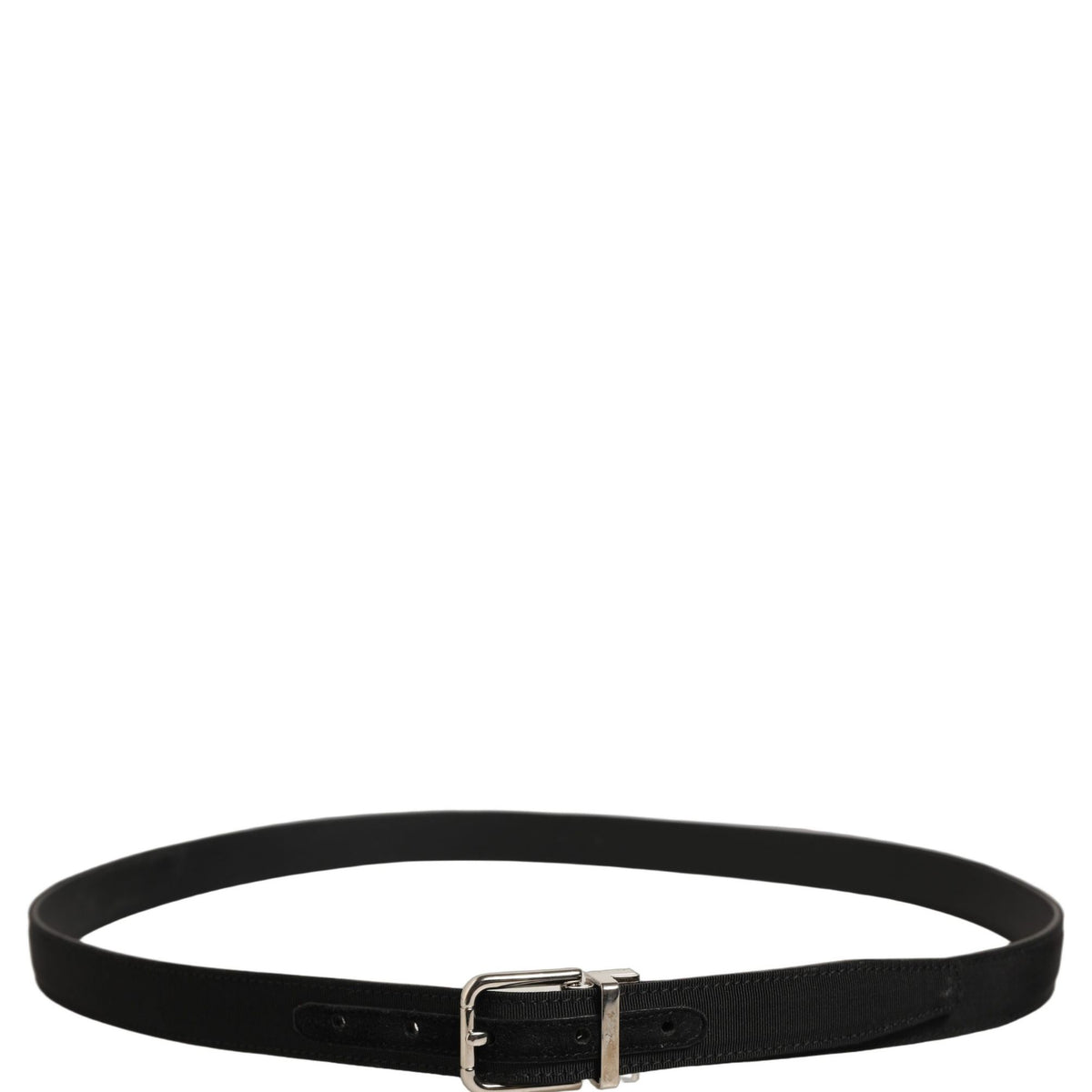 Dolce & Gabbana Black Classic Leather Silver Tone Buckle Belt