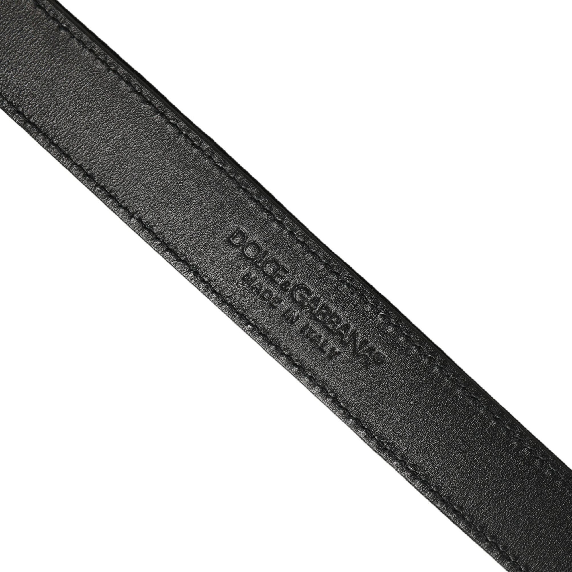 Dolce & Gabbana Black Classic Leather Silver Tone Buckle Belt