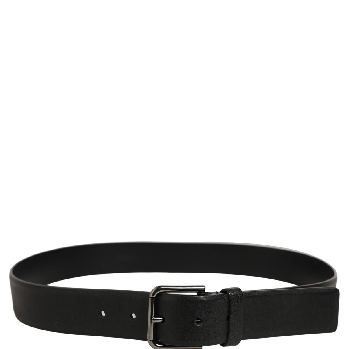 Dolce & Gabbana Black Calf Leather Classic Silver Buckle Belt