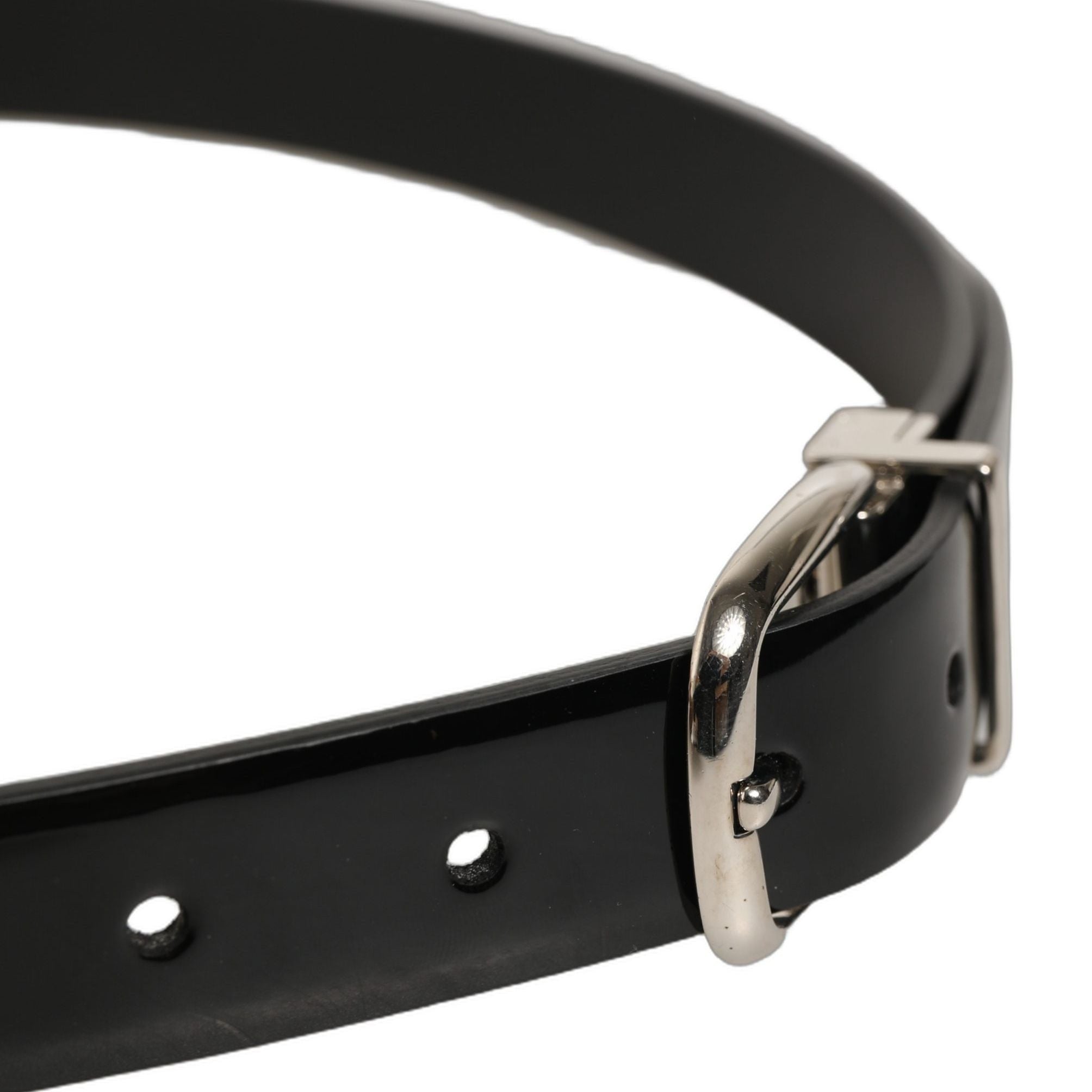 Dolce & Gabbana Black Classic Leather Silver Tone Buckle Belt