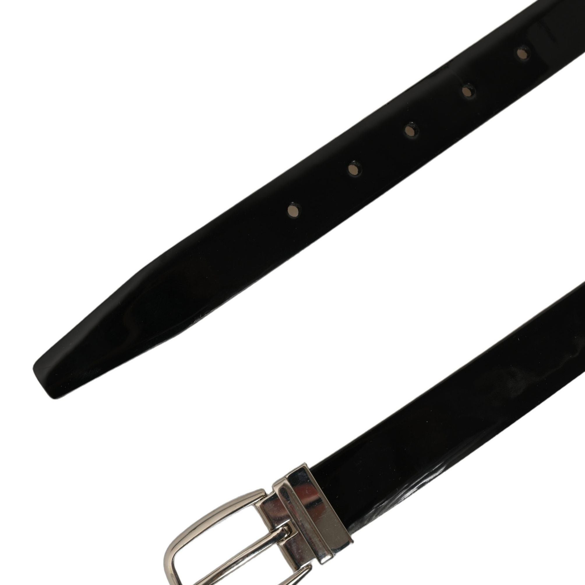 Dolce & Gabbana Black Classic Leather Silver Tone Buckle Belt
