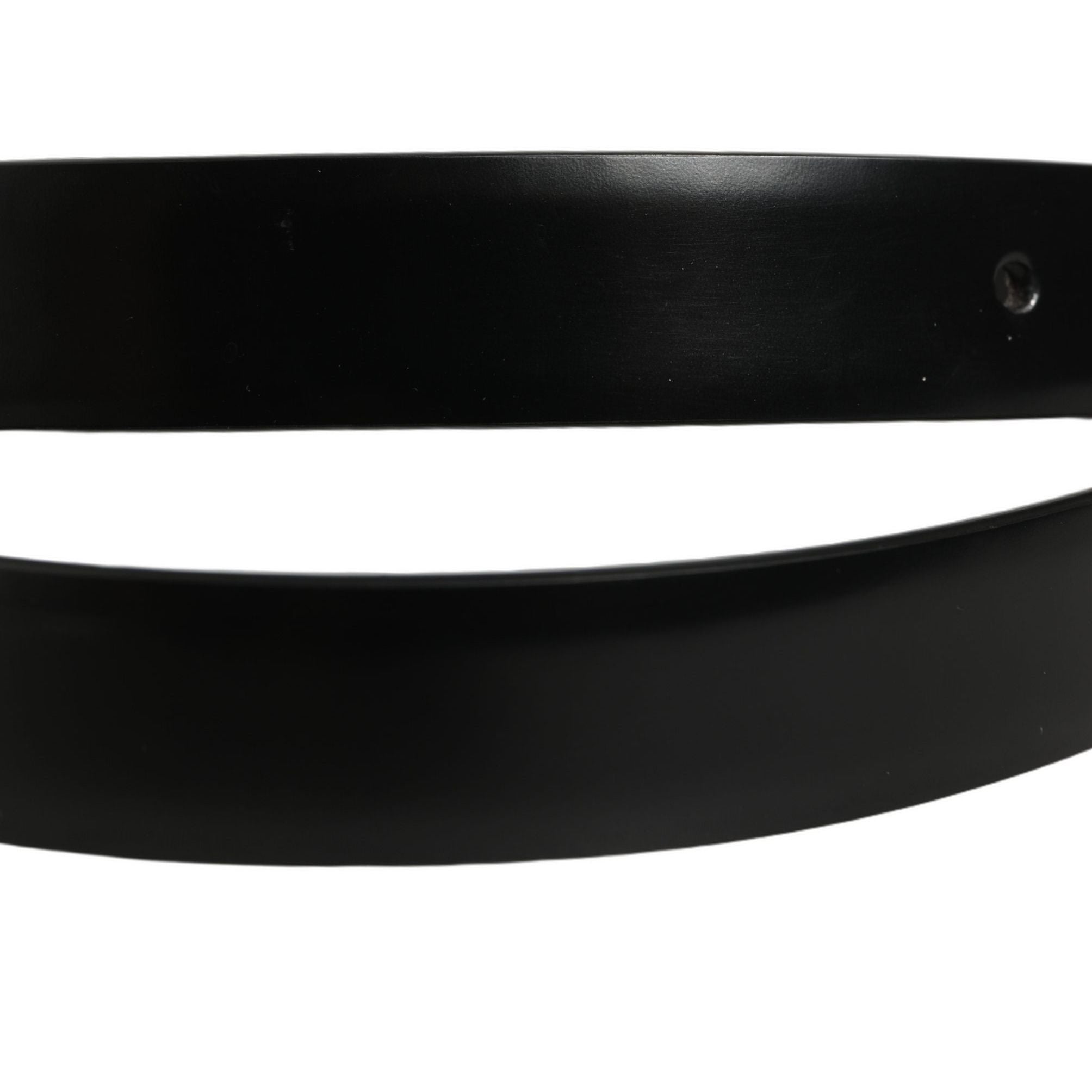 Dolce & Gabbana Black Leather Silver Tone Metal Buckle Belt