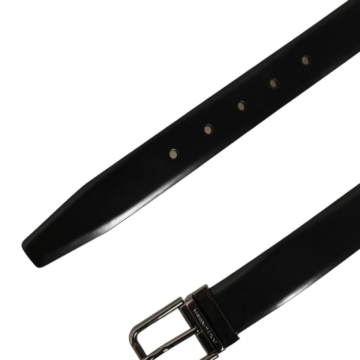 Dolce & Gabbana Black Calf Leather Silver Metal Buckle Belt