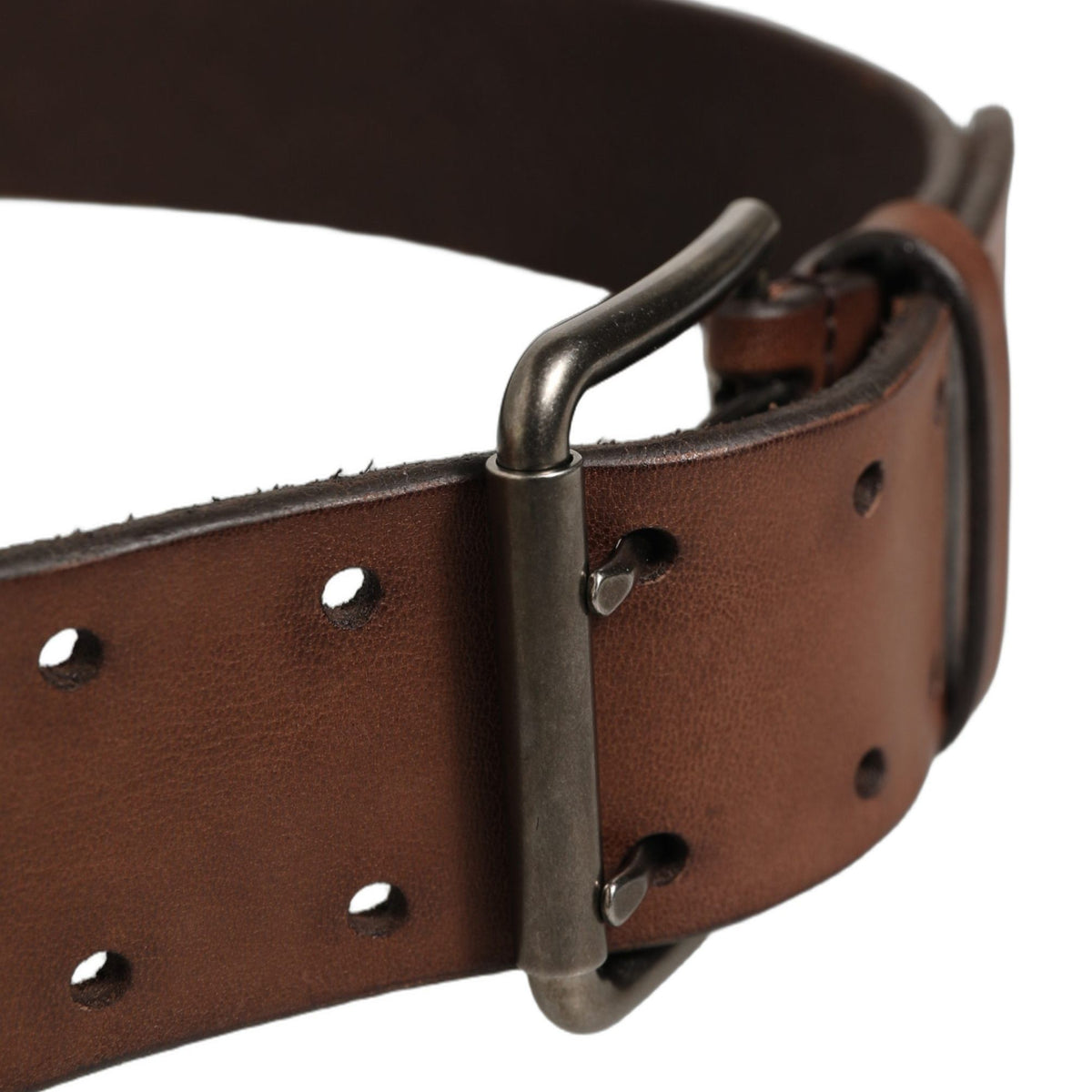 Dolce & Gabbana Belt Brown Leather Double Prong Metal Buckle