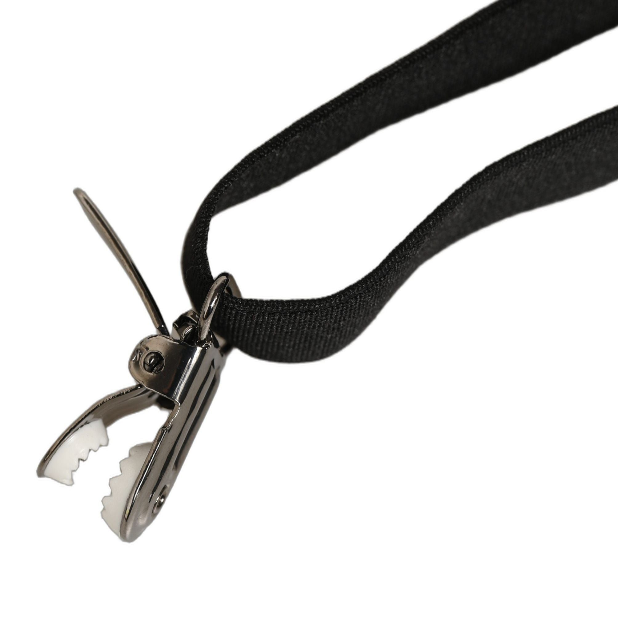 Dolce & Gabbana Black Adjustable Silver Metal Clips Suspenders