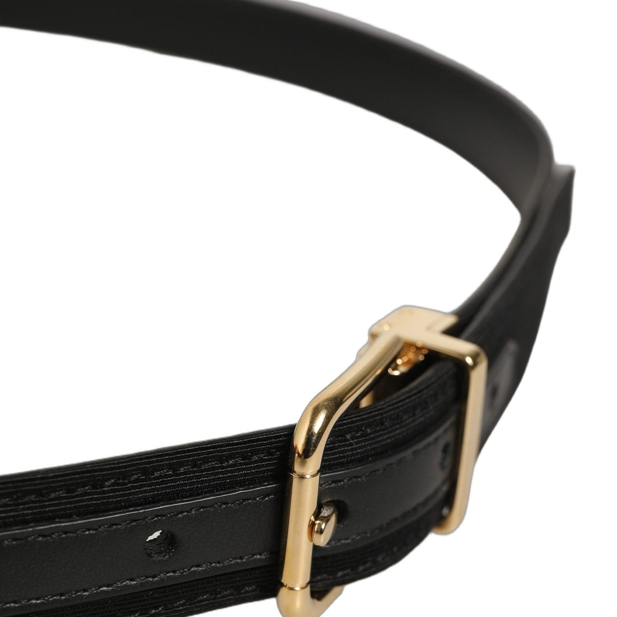 Dolce & Gabbana Black Canvas Leather Gold Metal Buckle Belt