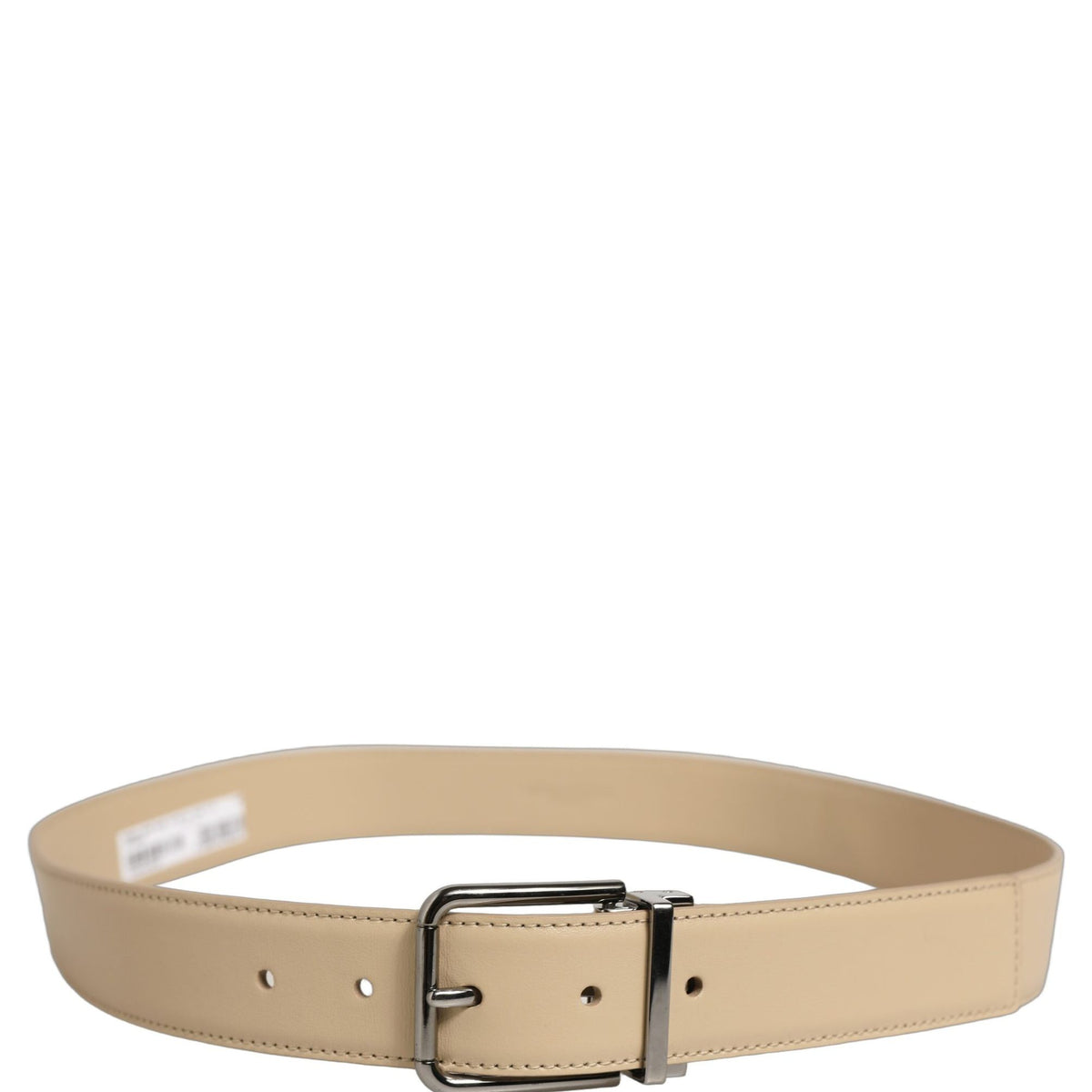 Dolce & Gabbana Beige Leather Silver Tone Metal Buckle Belt