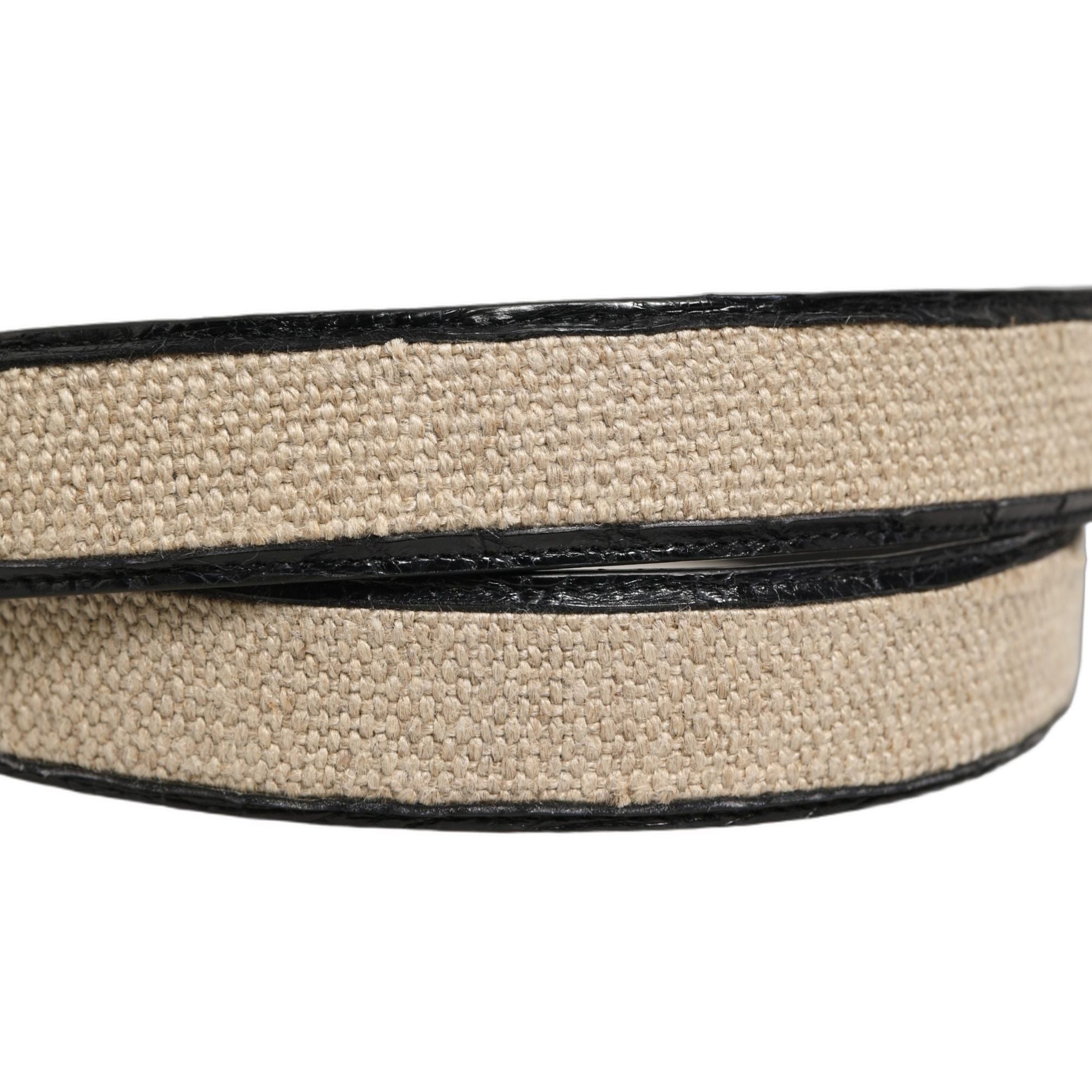 Dolce & Gabbana Beige Black Woven Leather Metal Buckle Belt