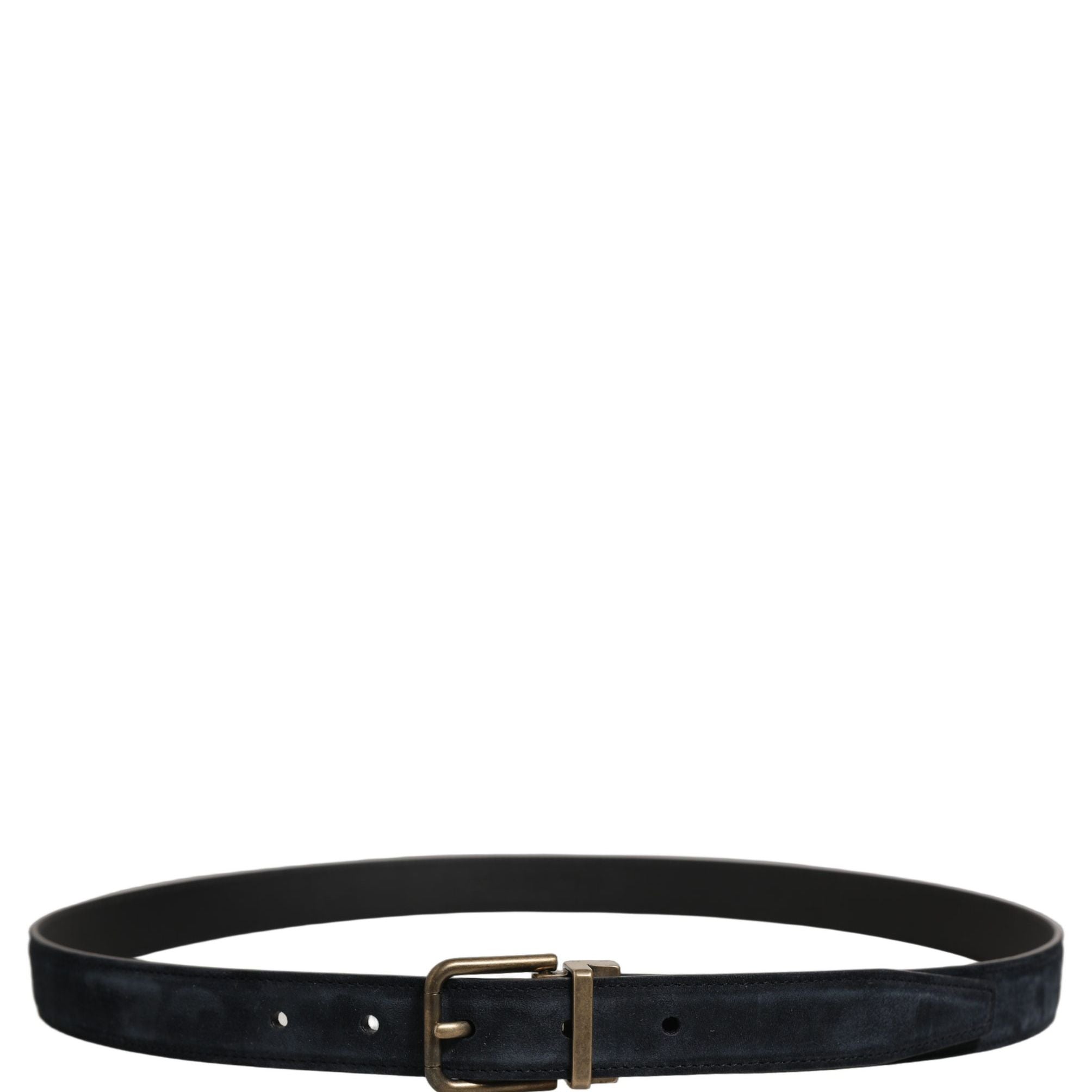 Dolce & Gabbana Men Black Leather Gold Tone Metal Buckle Belt