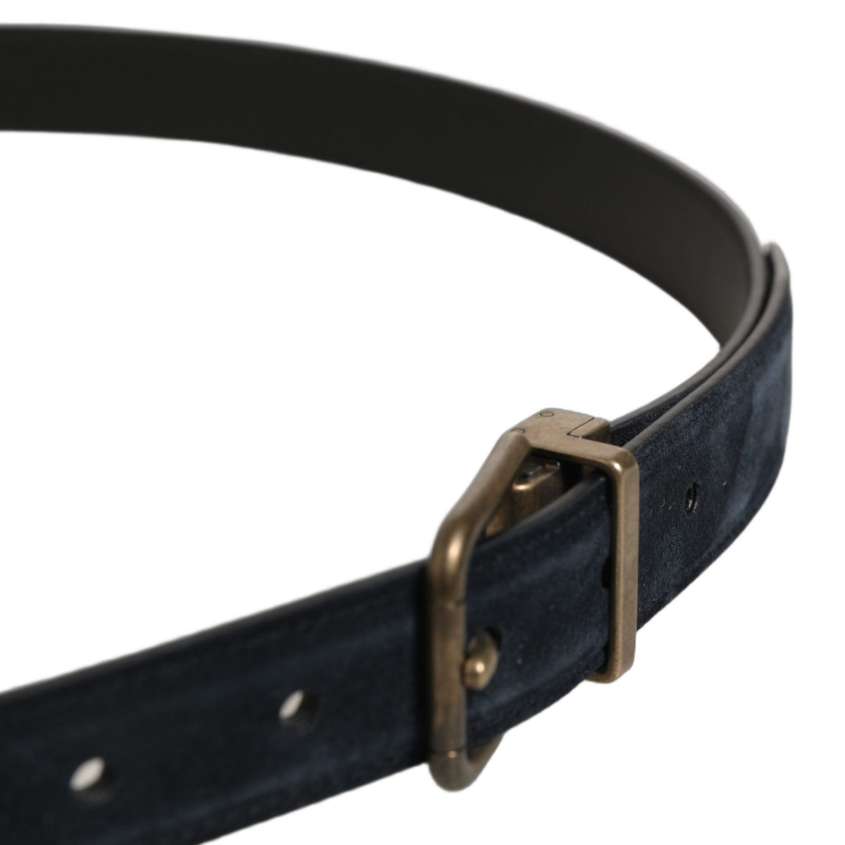 Dolce & Gabbana Men Black Leather Gold Tone Metal Buckle Belt