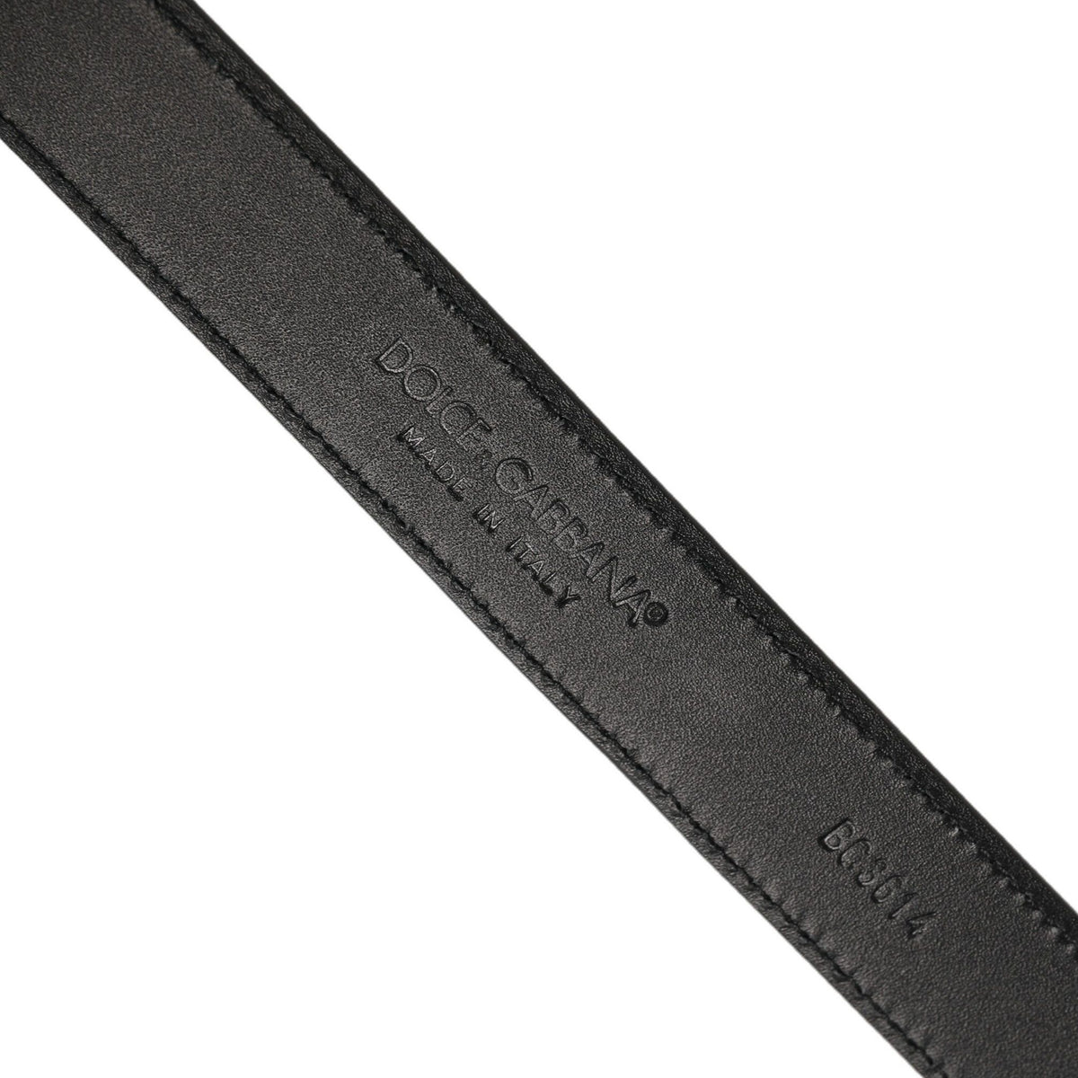 Dolce & Gabbana Men Black Leather Gold Tone Metal Buckle Belt
