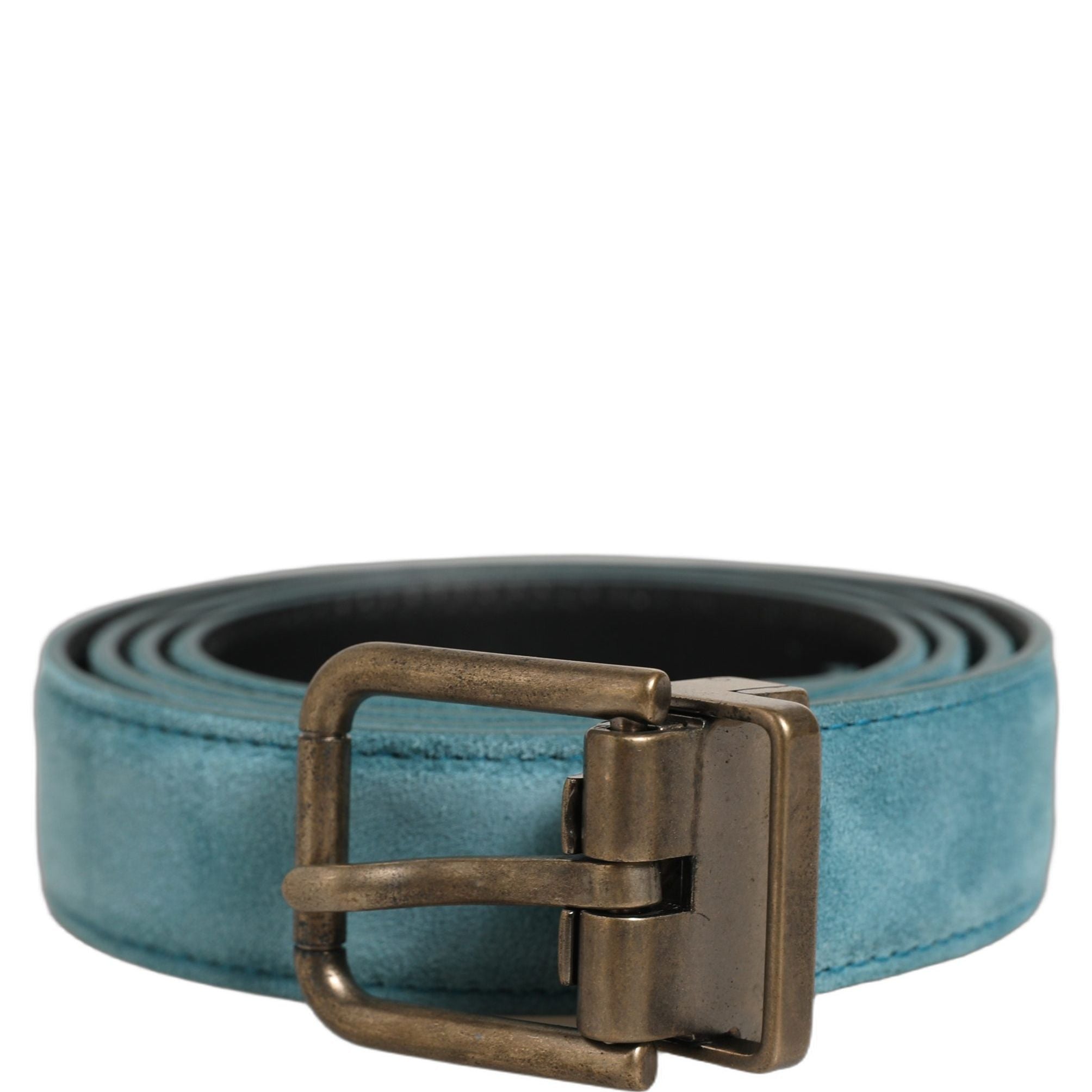 Dolce & Gabbana Men Blue Suede Gold Tone Metal Buckle Belt