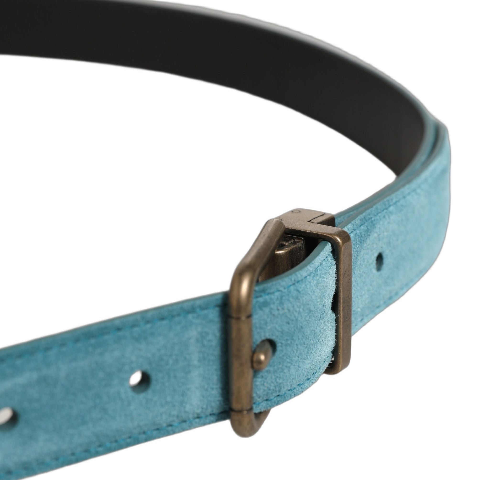 Dolce & Gabbana Men Blue Suede Gold Tone Metal Buckle Belt